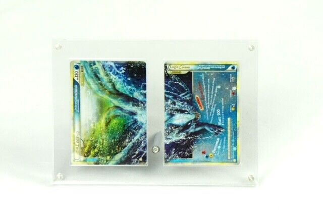 Trading Card Display Acrylic Magnetic Case Removeable Stand Pokemon etc - Double