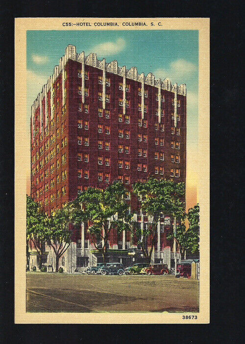 c.1940s Hotel Columbia South Carolina SC Linen Postcard UNPOSTED