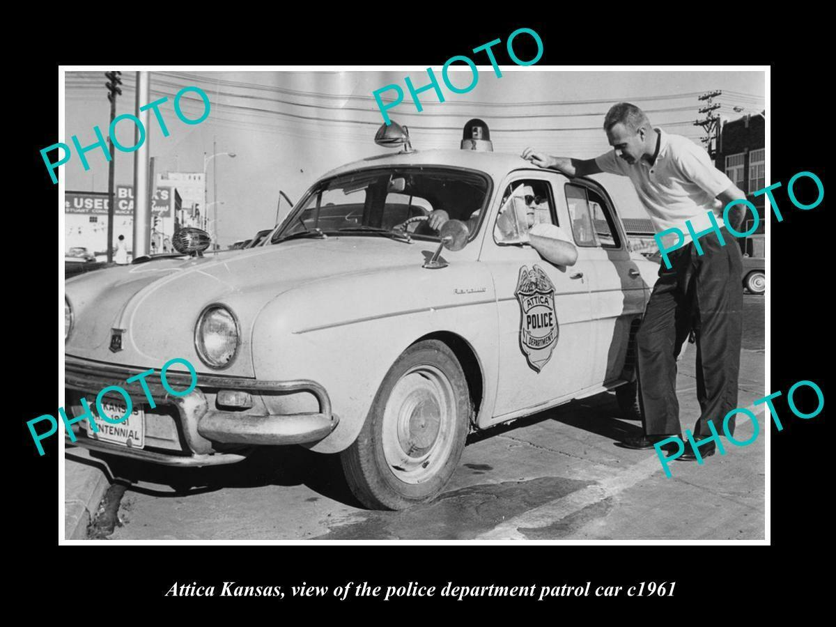 OLD 8x6 HISTORIC PHOTO OF ATTICA KANSAS THE POLICE PATROL CAR c1961