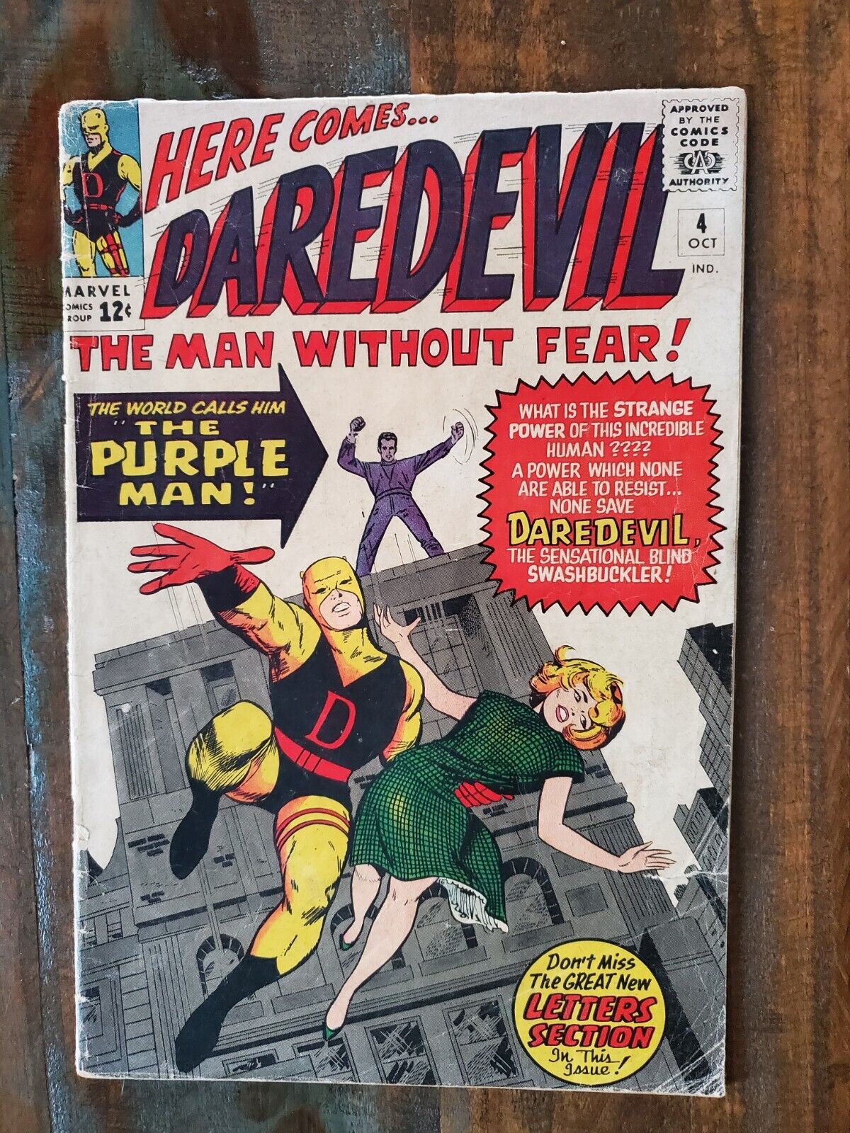 DAREDEVIL #4 Marvel Comic 1964 SILVER age Mid Grade 1st Purple Man