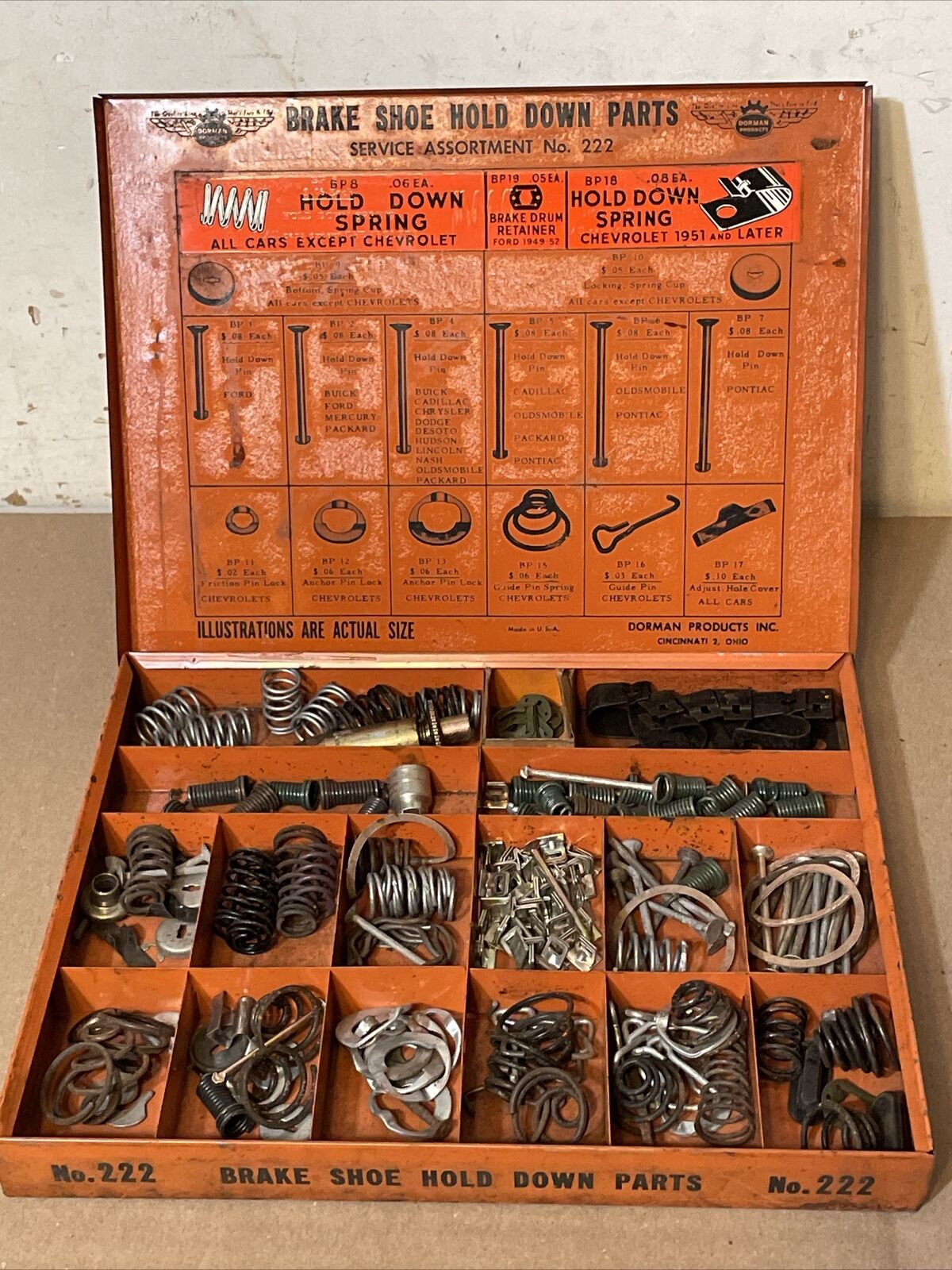 Vintage Dorman Products Metal Advertising Parts Assortment Box No. 222 Brakes