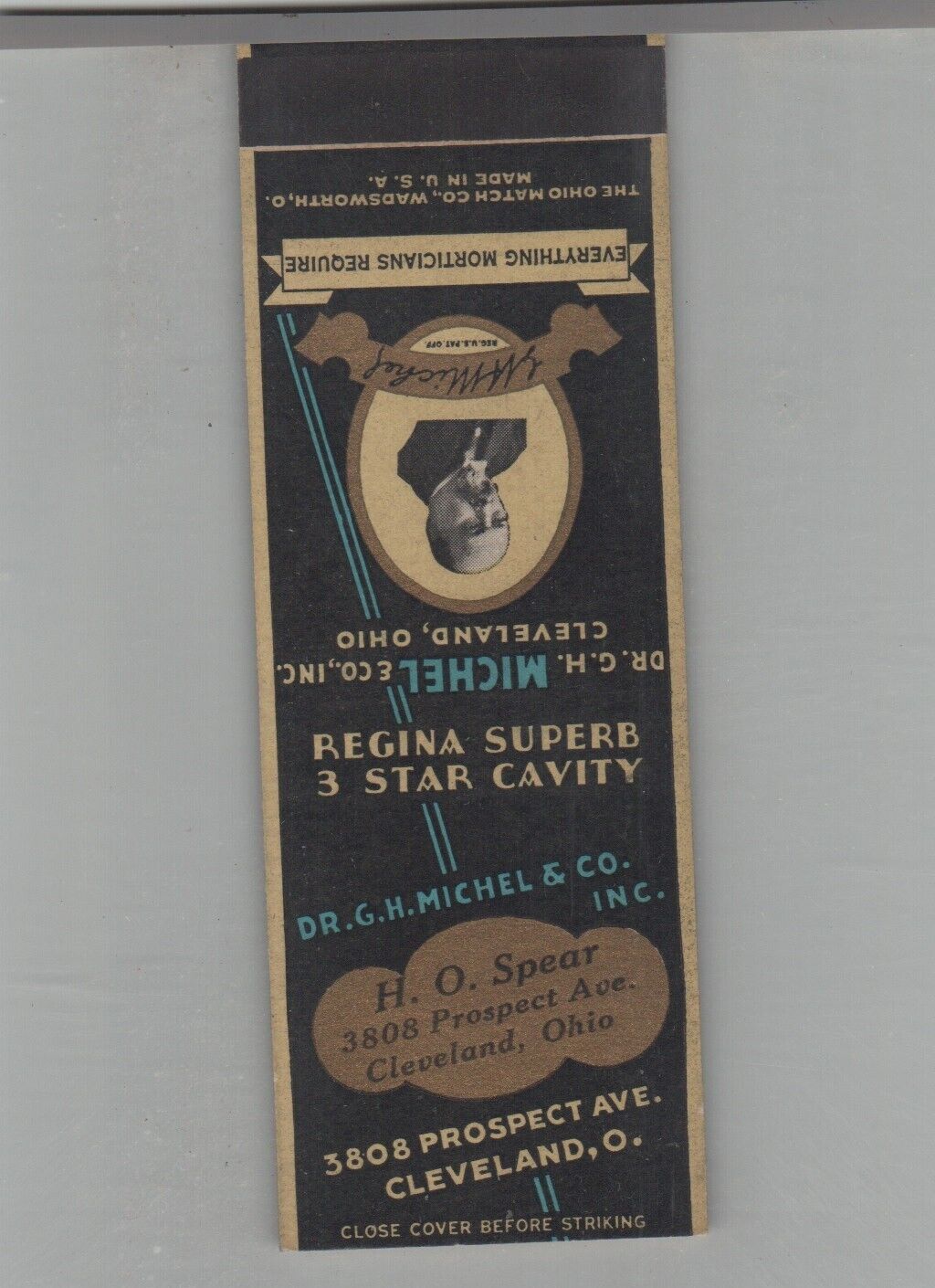 Matchbook Cover Funeral Related Dr. G.H. Michel & Co. Mortician Supply Cleveland