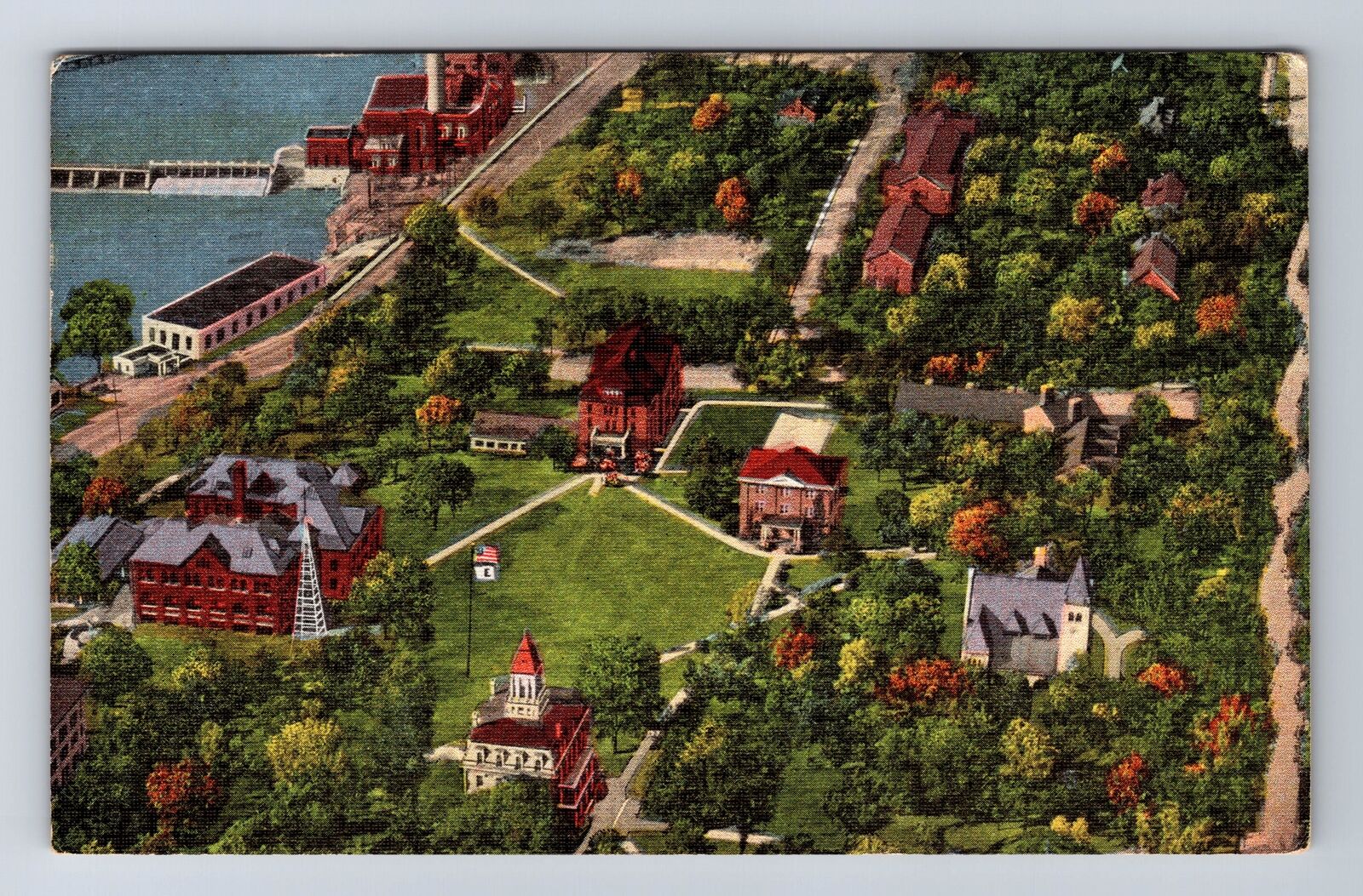 Beloit WI-Wisconsin, Aerial View Of Campus Of Beliot College Vintage Postcard