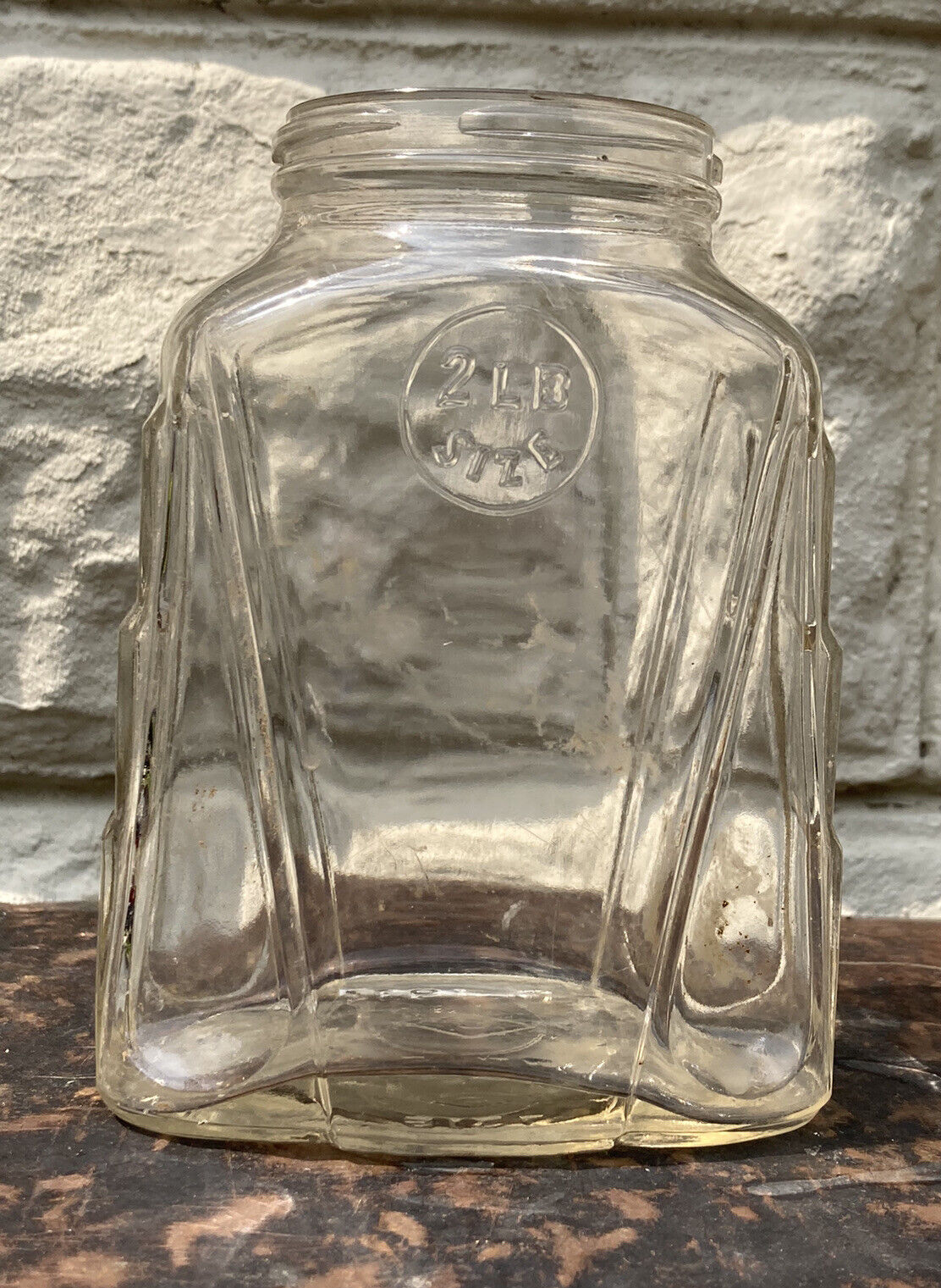 Vintage Art Deco Glass Jar 1934 Diamond D 2lbs Size Bottle 6”