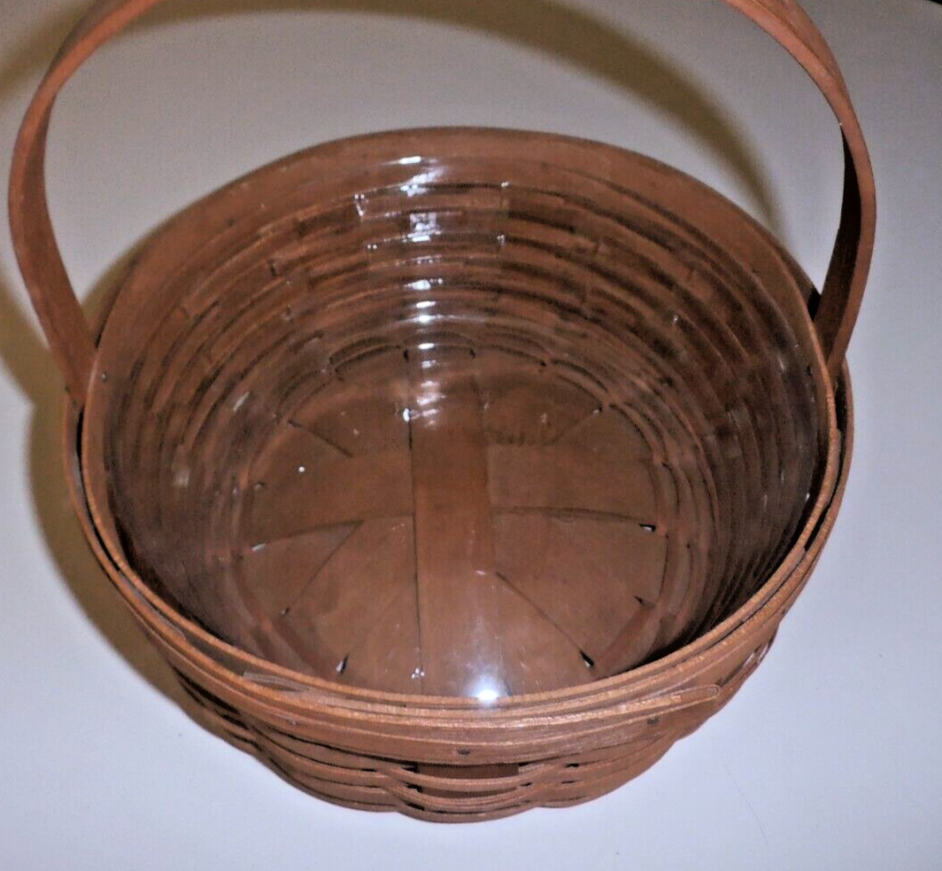Longaberger Medium Size Vintage Basket With Handle And Plastic Protective Liner