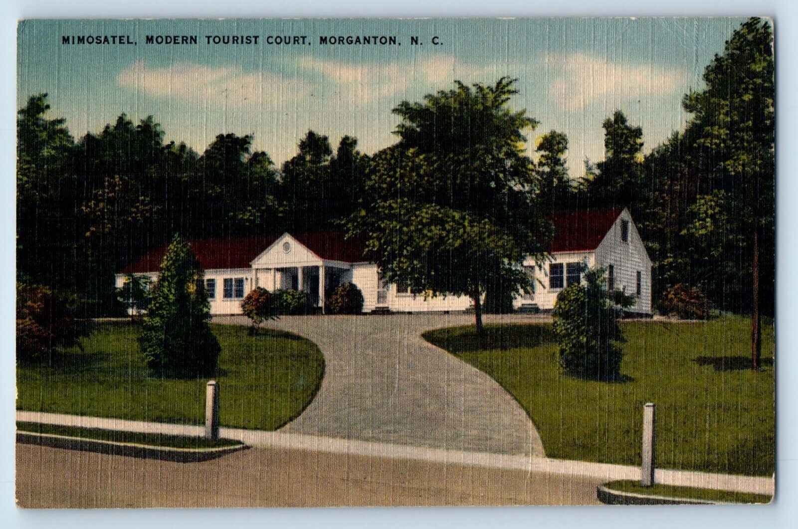 Morganton North Carolina Postcard Mimosatel Modern Tourist Court c1948 Vintage