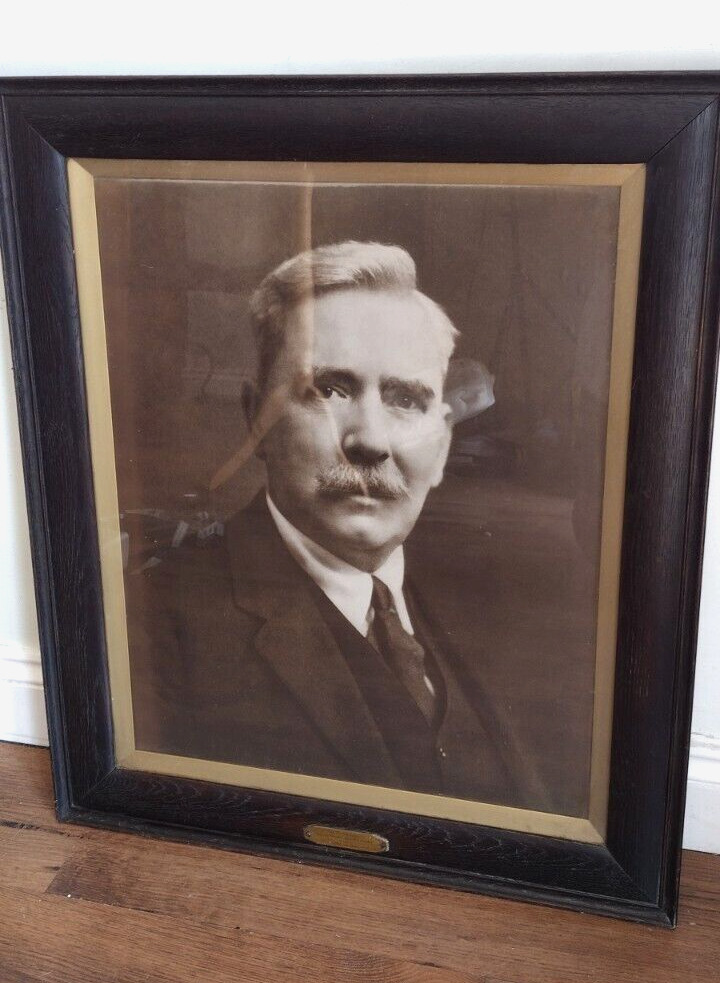 Huge OAK Framed SEPIA PHOTOGRAPH With Plaque of DT HALL CLUB UNION Secretary