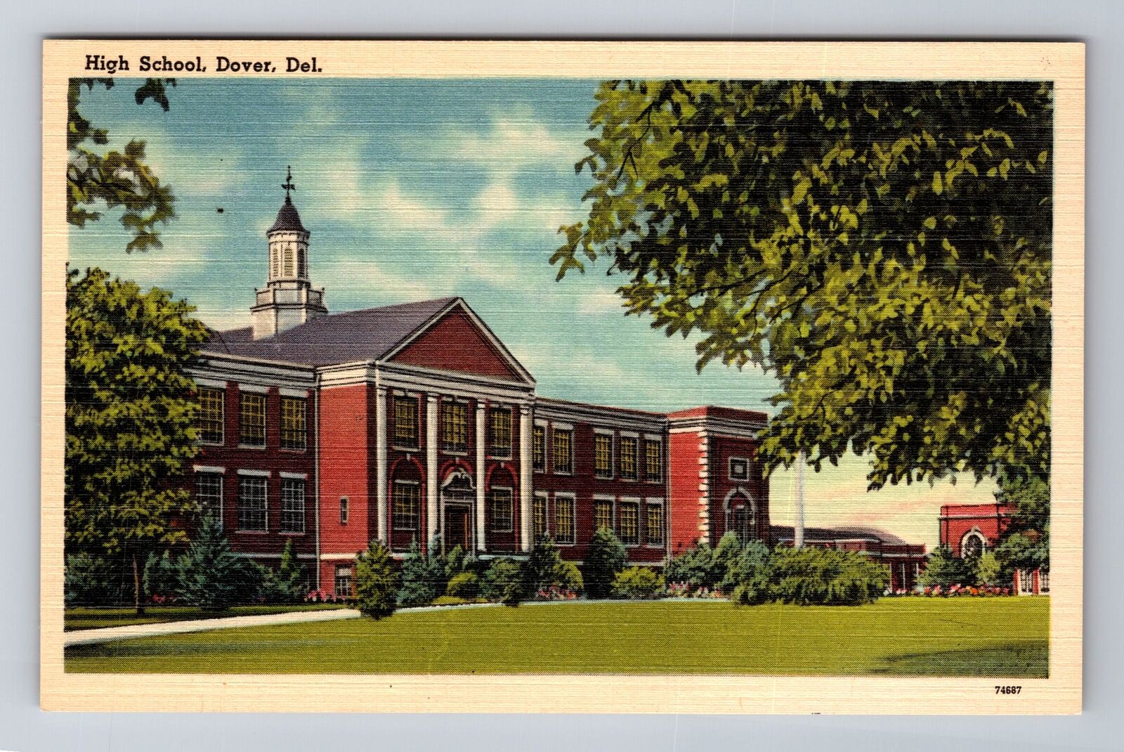 Dover DE-Delaware, High School, Antique Vintage Souvenir Postcard