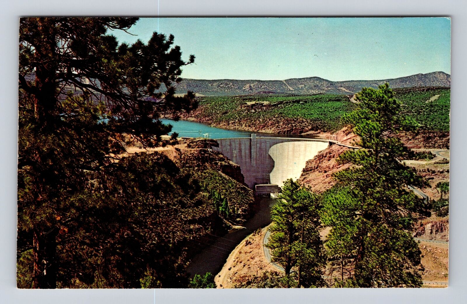 Flaming Gorge Dam UT-Utah, Flaming Gorge Natl Recreation Area Vintage Postcard