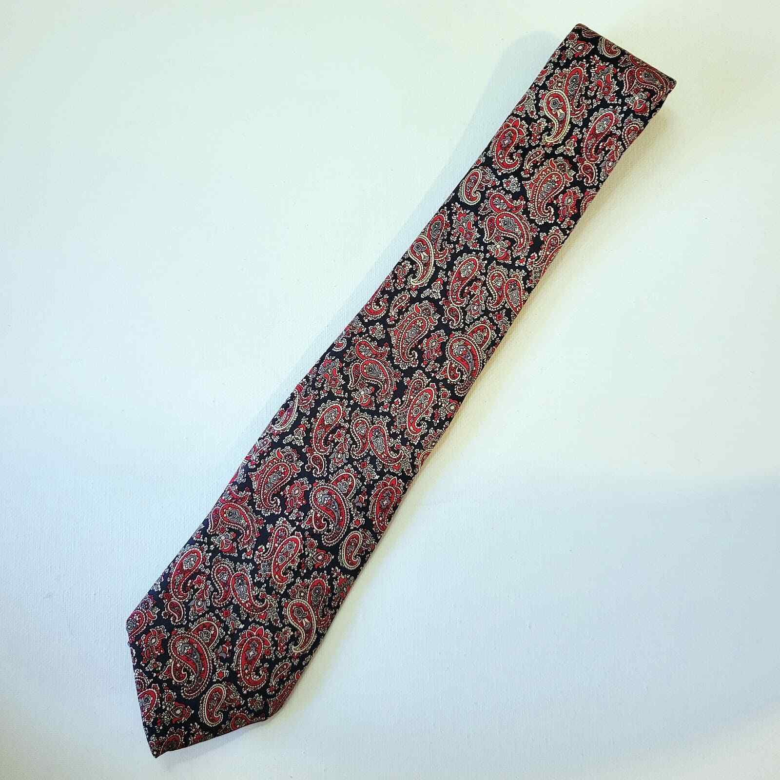 Vintage Bert Pulitzer Necktie Mens Red Blue Paisley Tie Silk