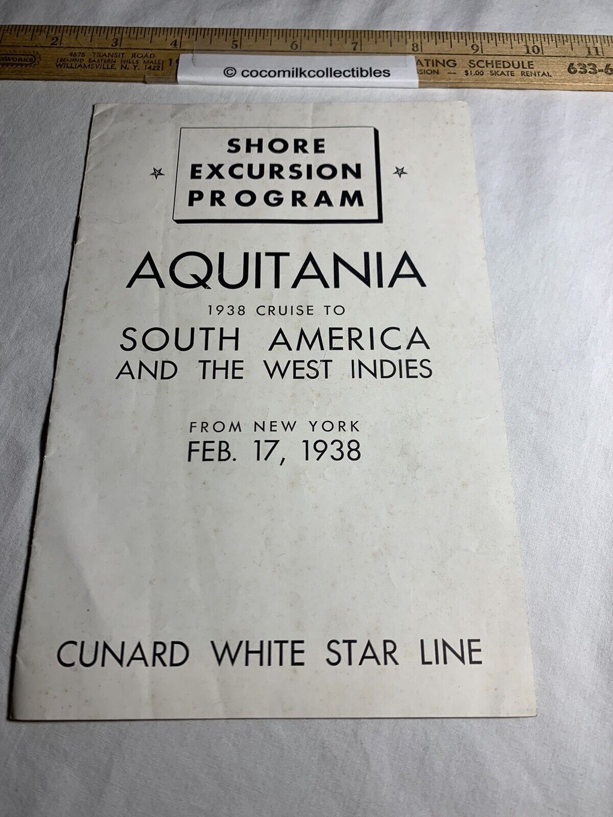 Vintage 1938 Shore Excursion Program S S Aquitania Cruise South America W Indies
