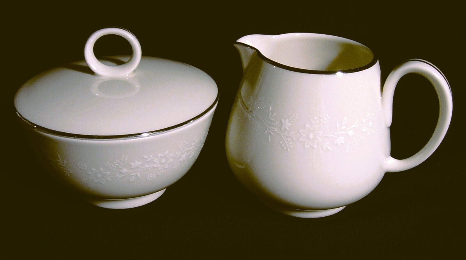 Noritake Ivory China “Montblanc” #7527 Sugar Bowl & Creamer NEW, NEVER USED