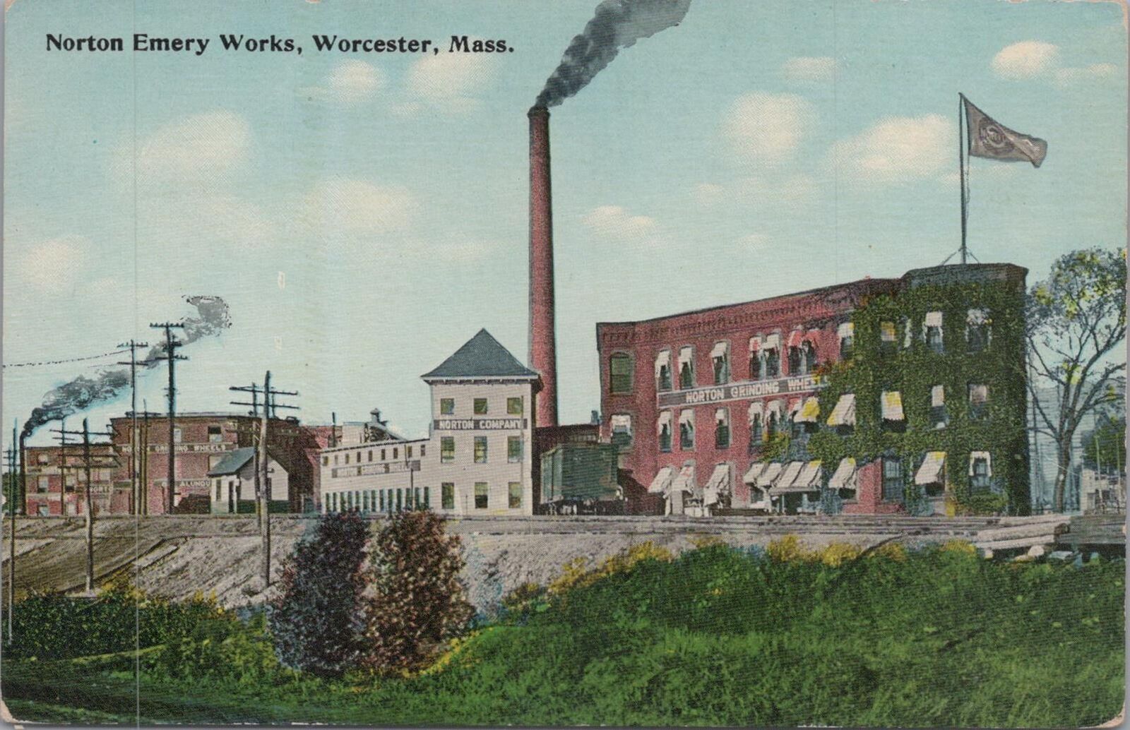 Postcard Norton Emery Works Worcester MA 