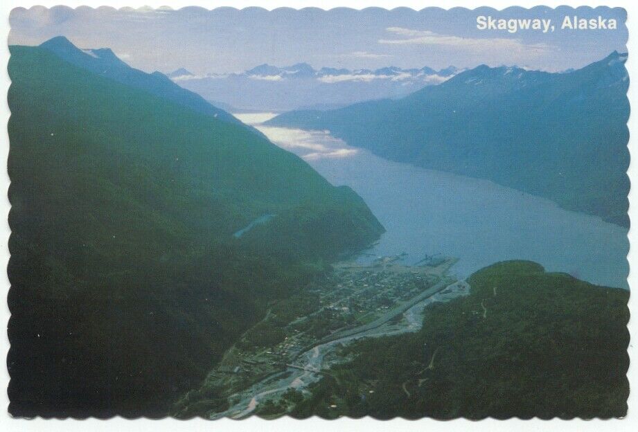 Skagway AK and Lynn Canal Aerial View Postcard - Alaska