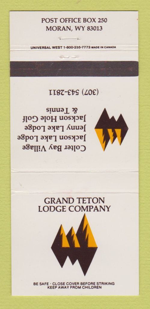 Matchbook Cover - Grand Teton Lodge Company Moran WY 30 Strike