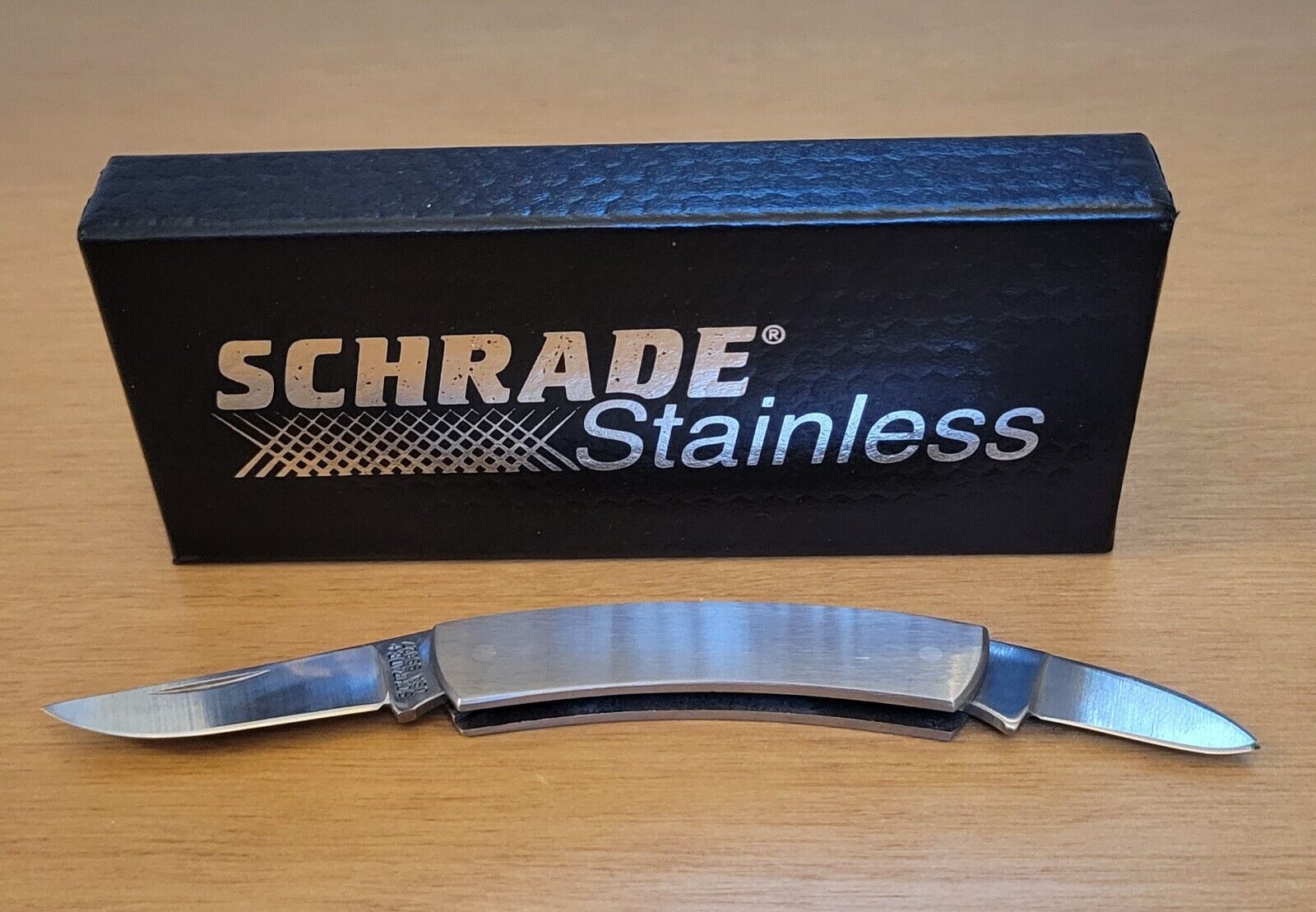 Vintage SCHRADE + USA SS627 Two-Blade Knife Metal Handles - MINT