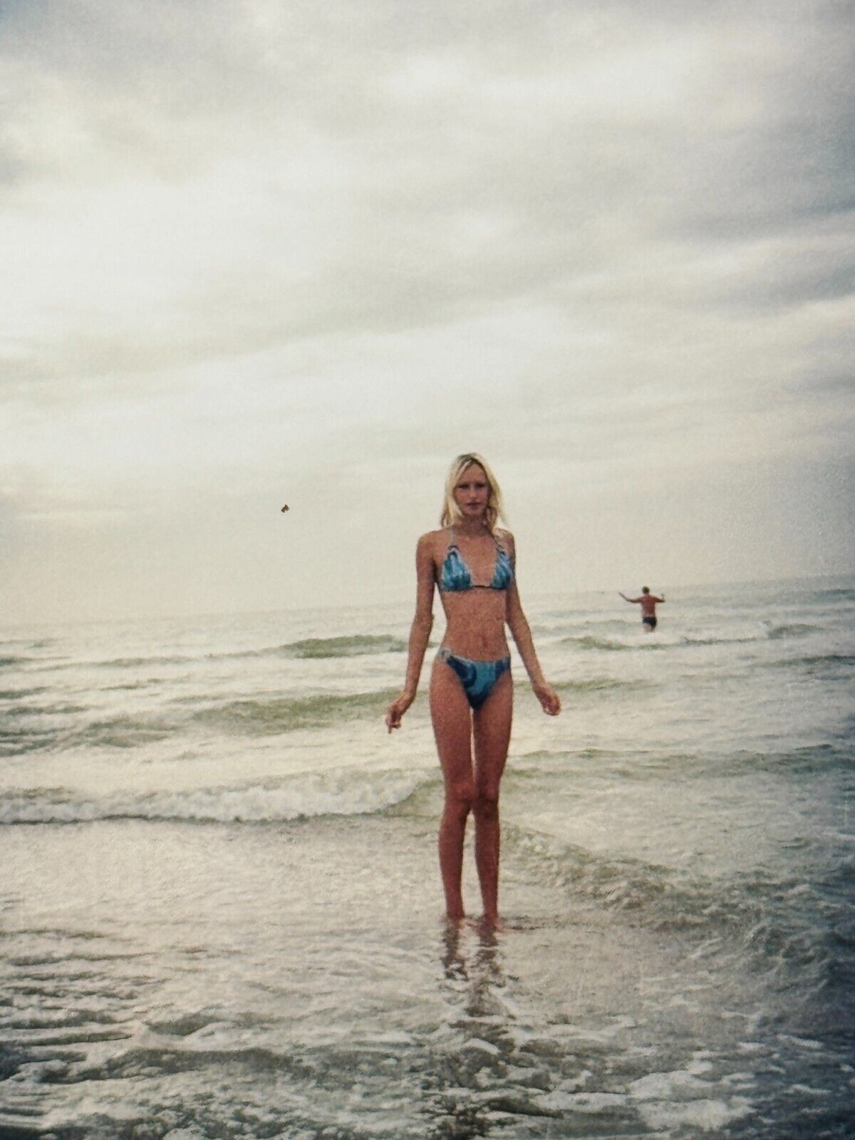 2000s Retro Beach Scene Blonde Woman Bikini Beauty Thin Figure Young Lady