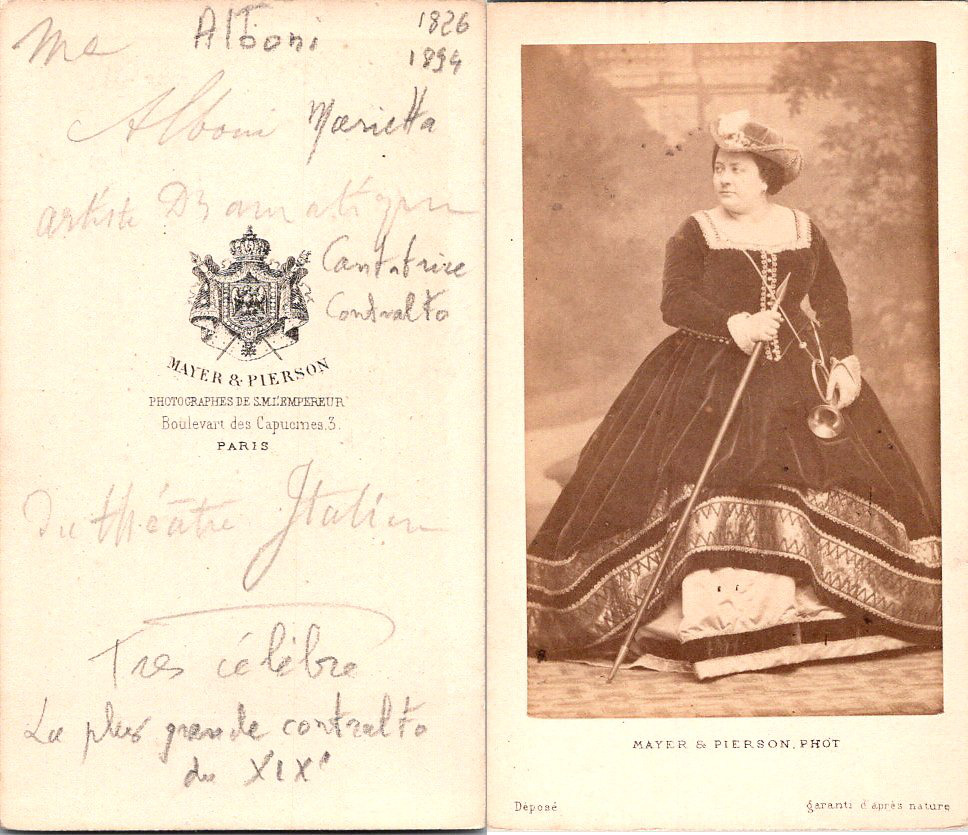 Mayer & Pierson, Paris, Opera, The Contralto Singer Marietta Alboni Vintage C
