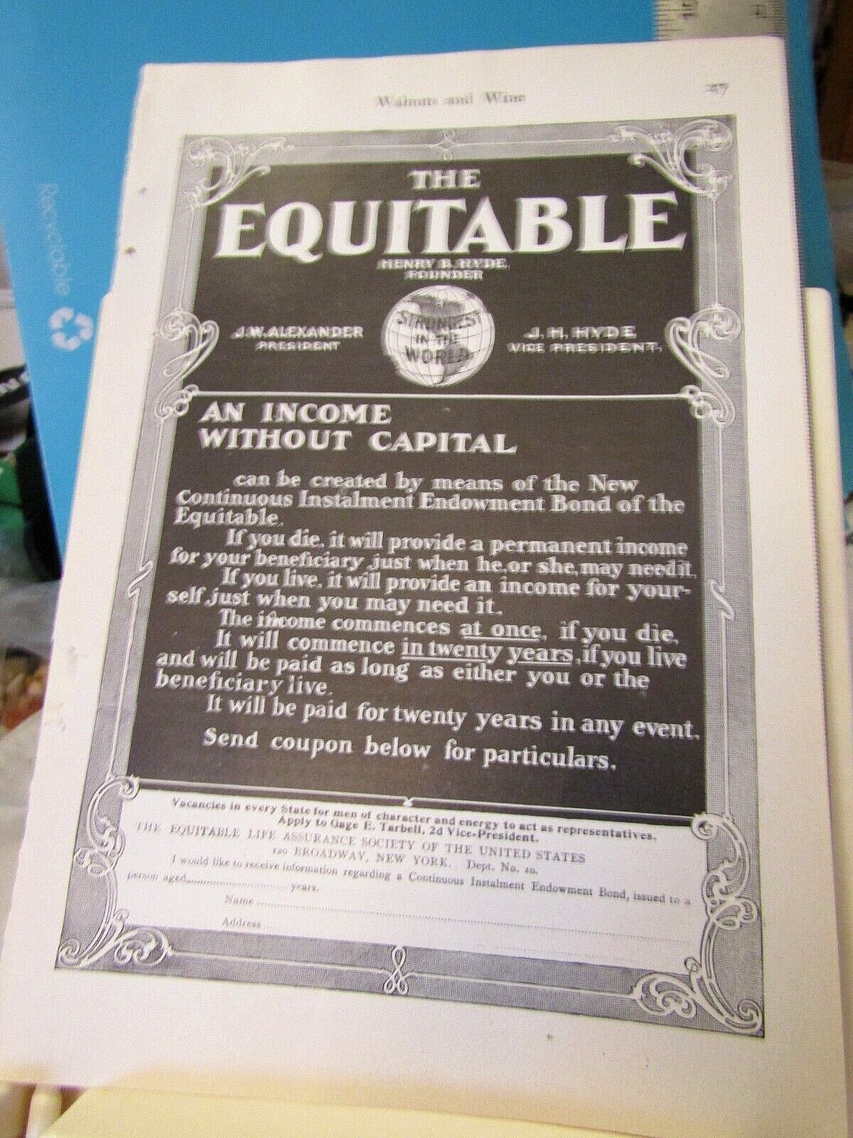 1903 The Equitable Assurance Co full page ad 10x7\