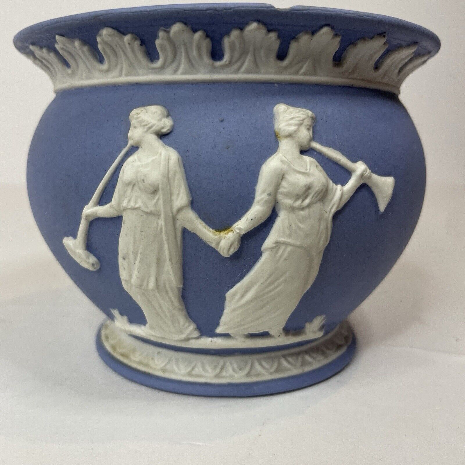Vintage Wedgewood Japerware Vase Cache Pot Planter Light Blue Neoclassical