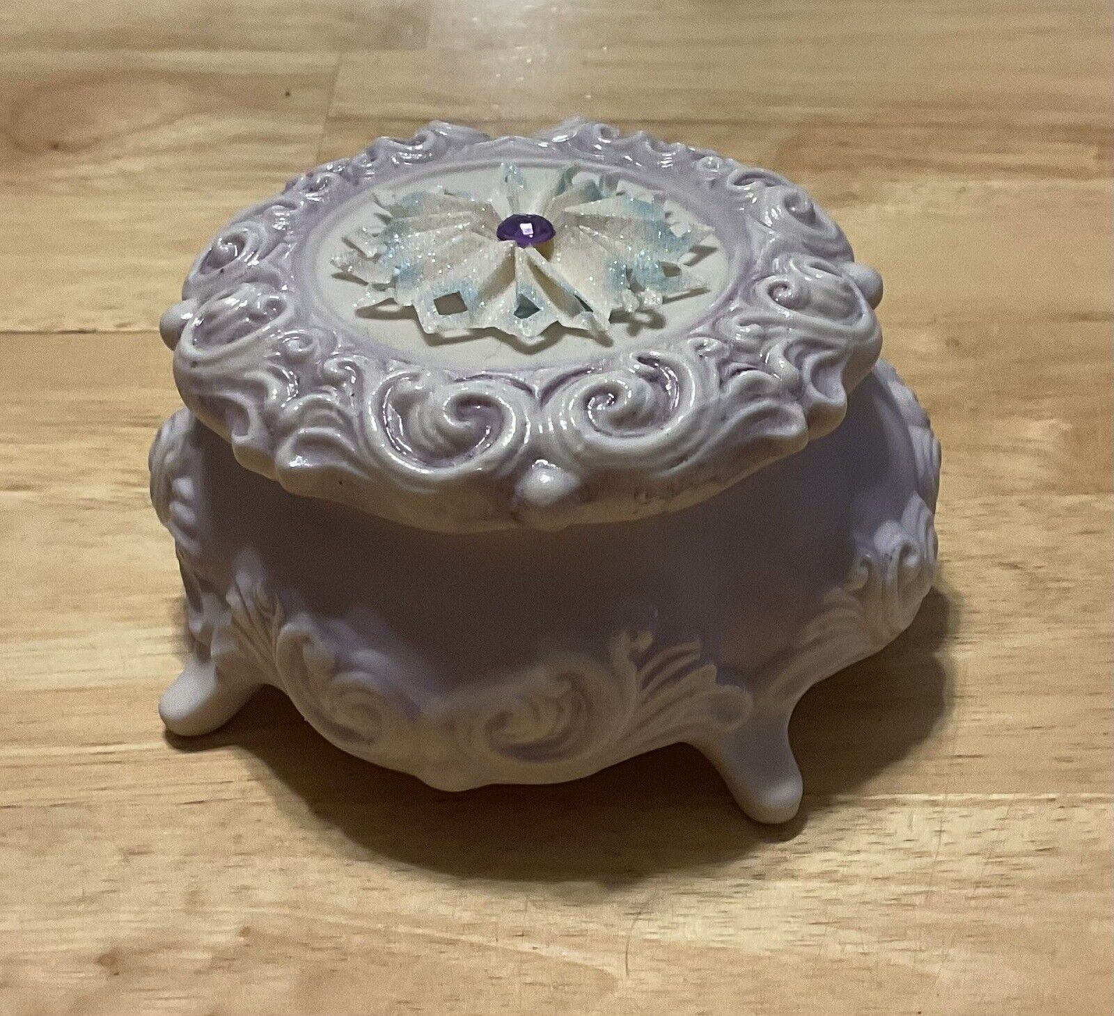 Unique Porcelain Lavender Trinket Jewelry Box