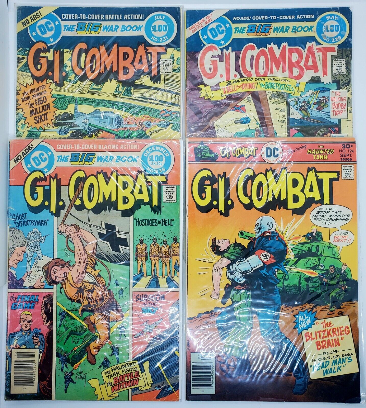Vintage LOT of 4 G.I. Combat #194, 229, 231, 236 (DC, 1977) 1st Ed 1st Print 🔥