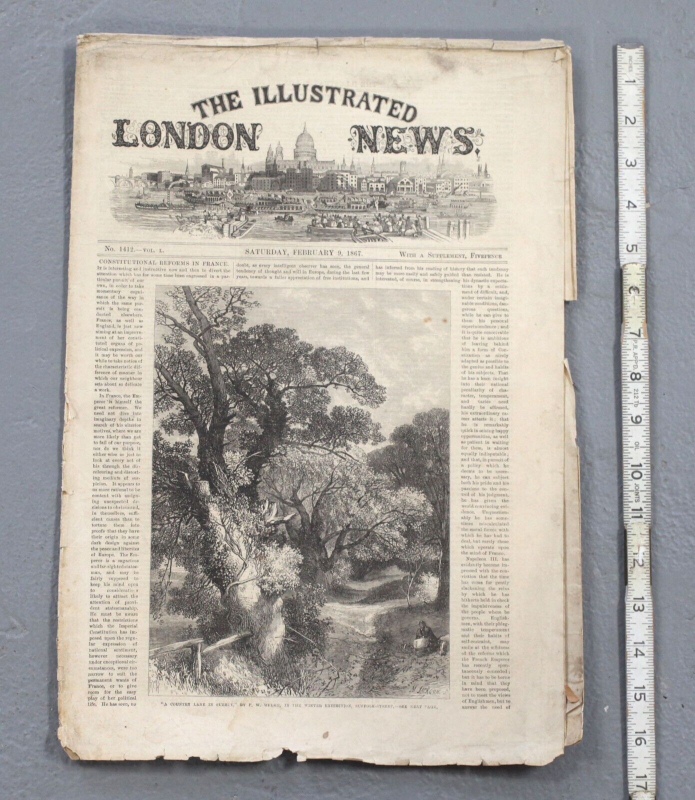 Vintage Illustrated London News Newspaper February 9, 1867