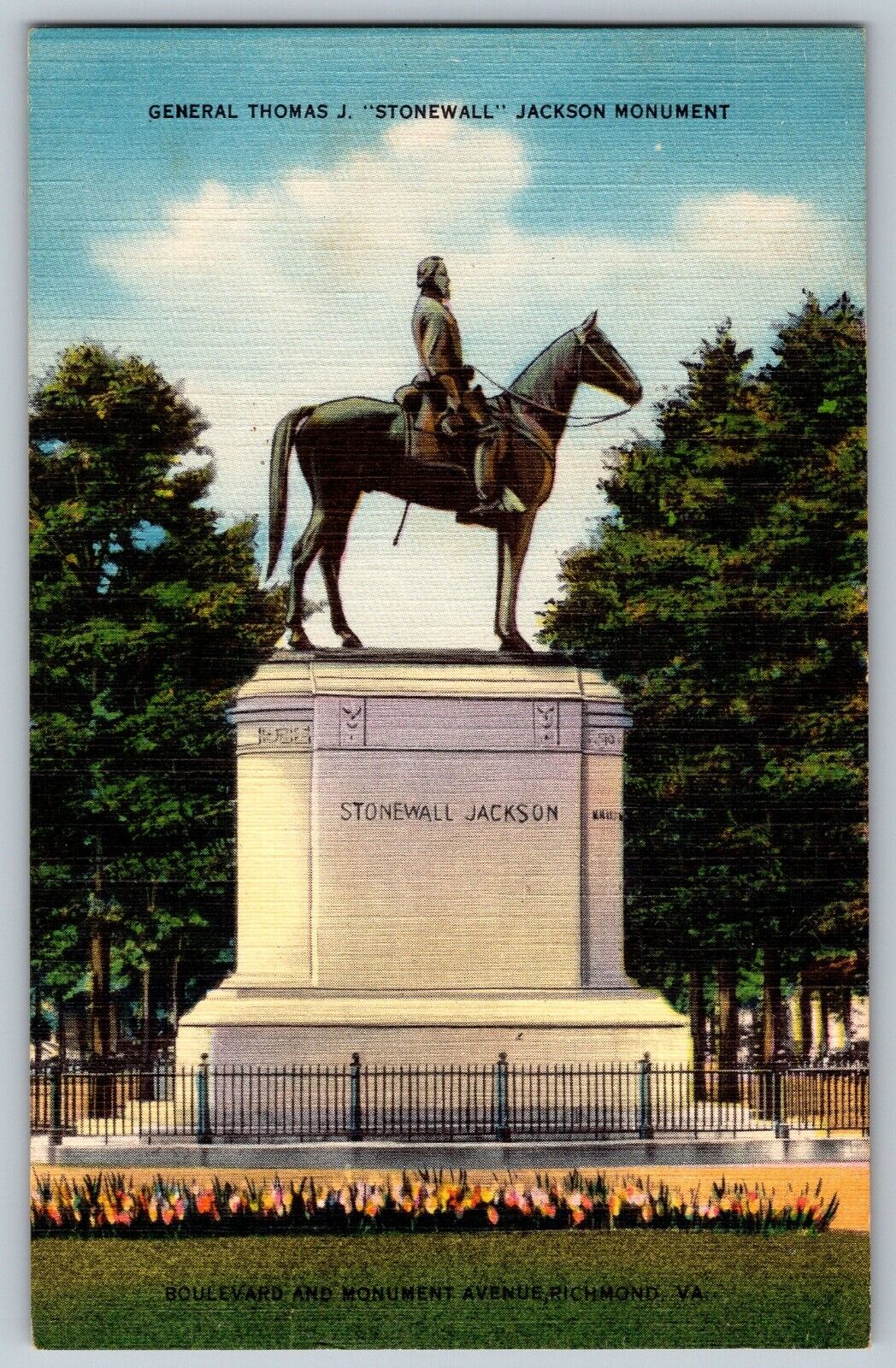 Virginia VA - Stone Wall - Jackson Monument - Vintage Postcard - Unposted