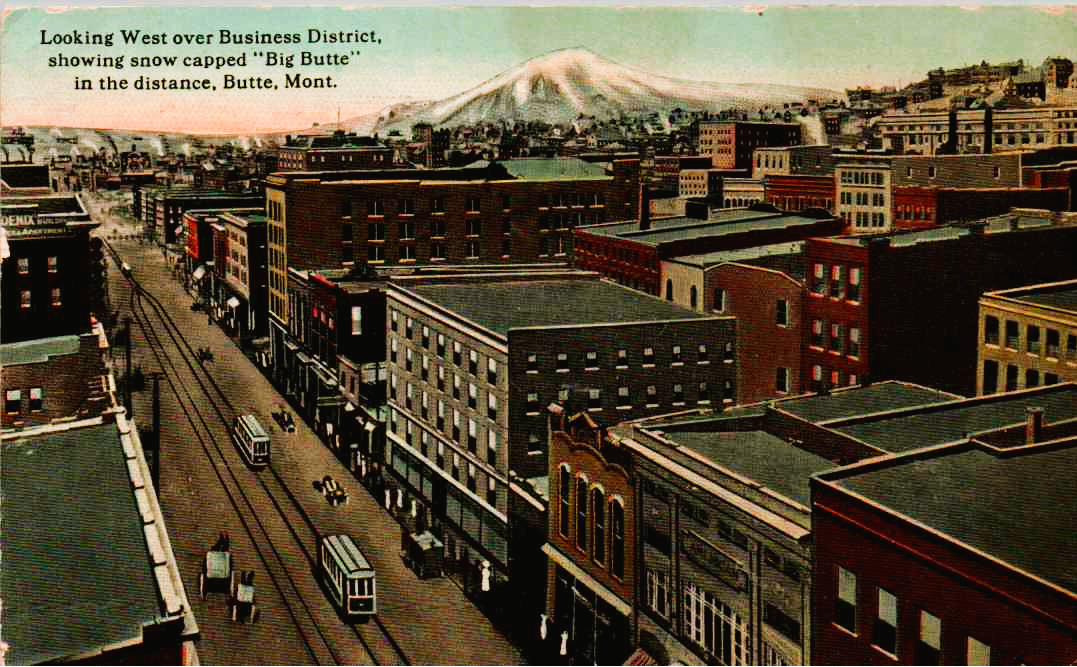 Butte, Montana - Looking West at the Business District, Downtown View - in 1914