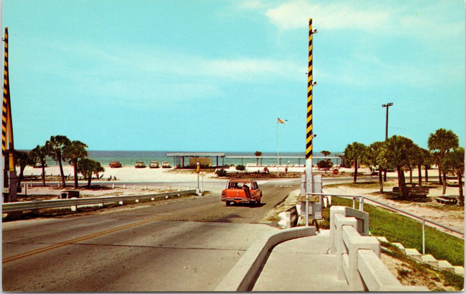Nokomis FL Casey Key Beach & Pavilion Entrance Unused FLorida Postcard 934b