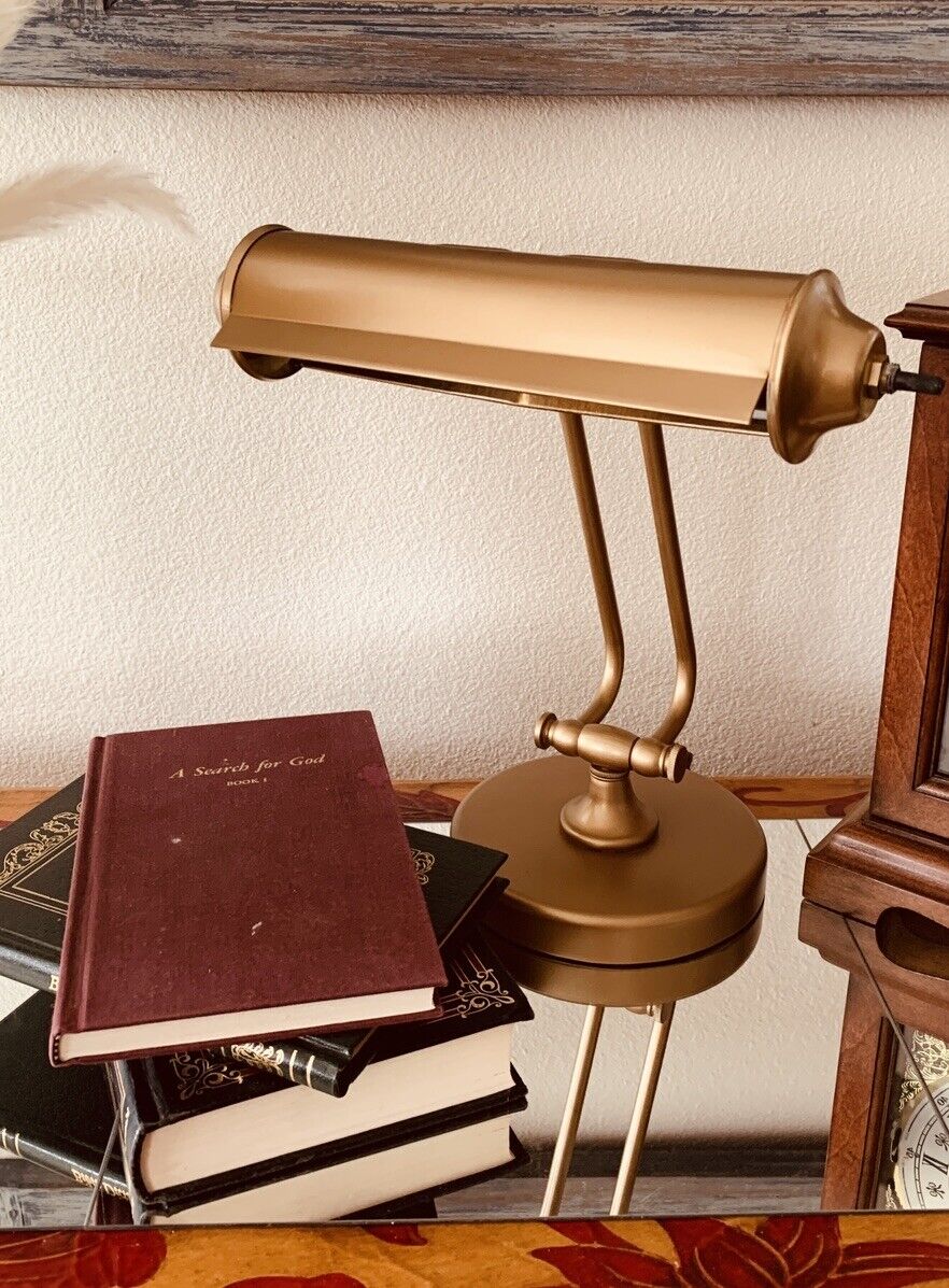 Vintage Gold Metal Bankers Desk Lamp
