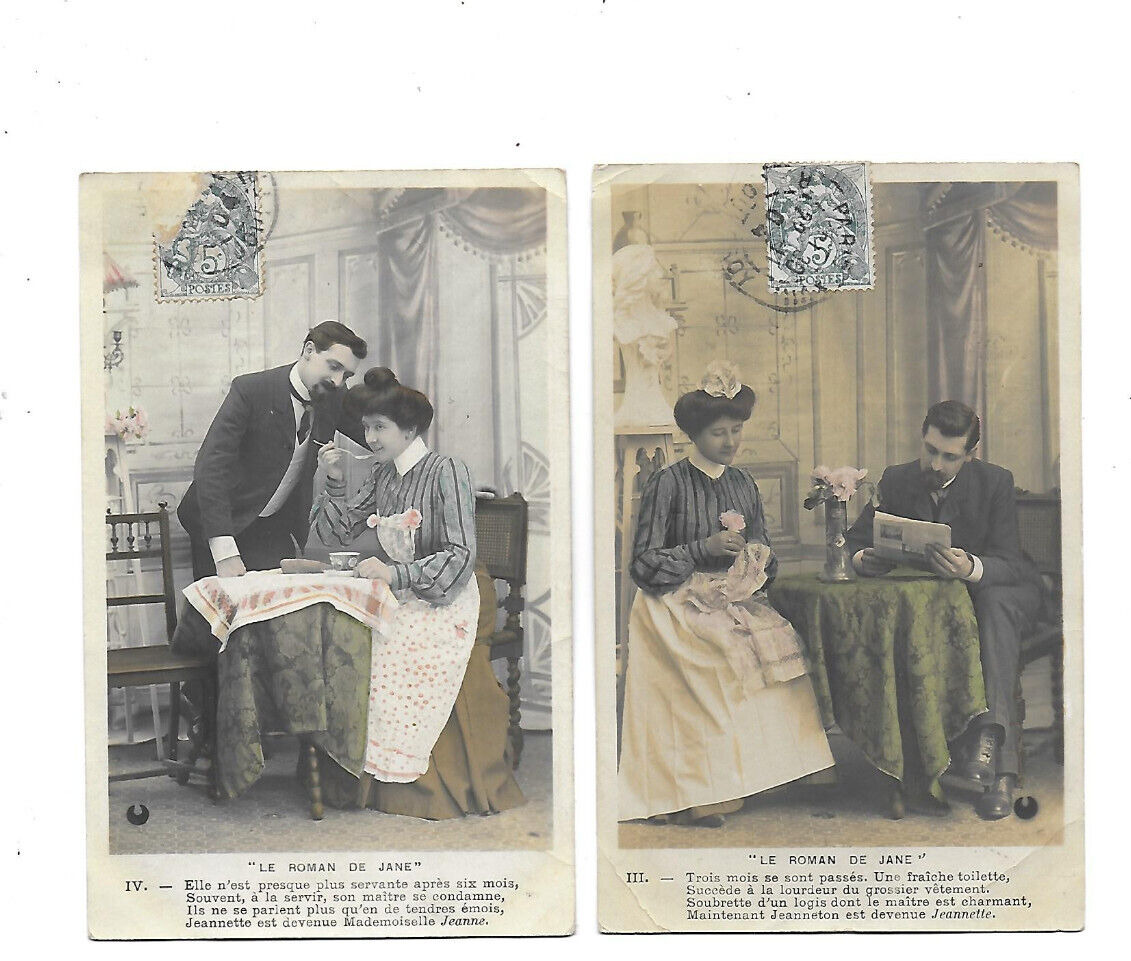 2 CPA Antique Lover Jane's Novel Interior 1900 Postcard