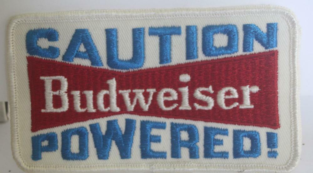 Caution Budweiser Powered Sew on Patch