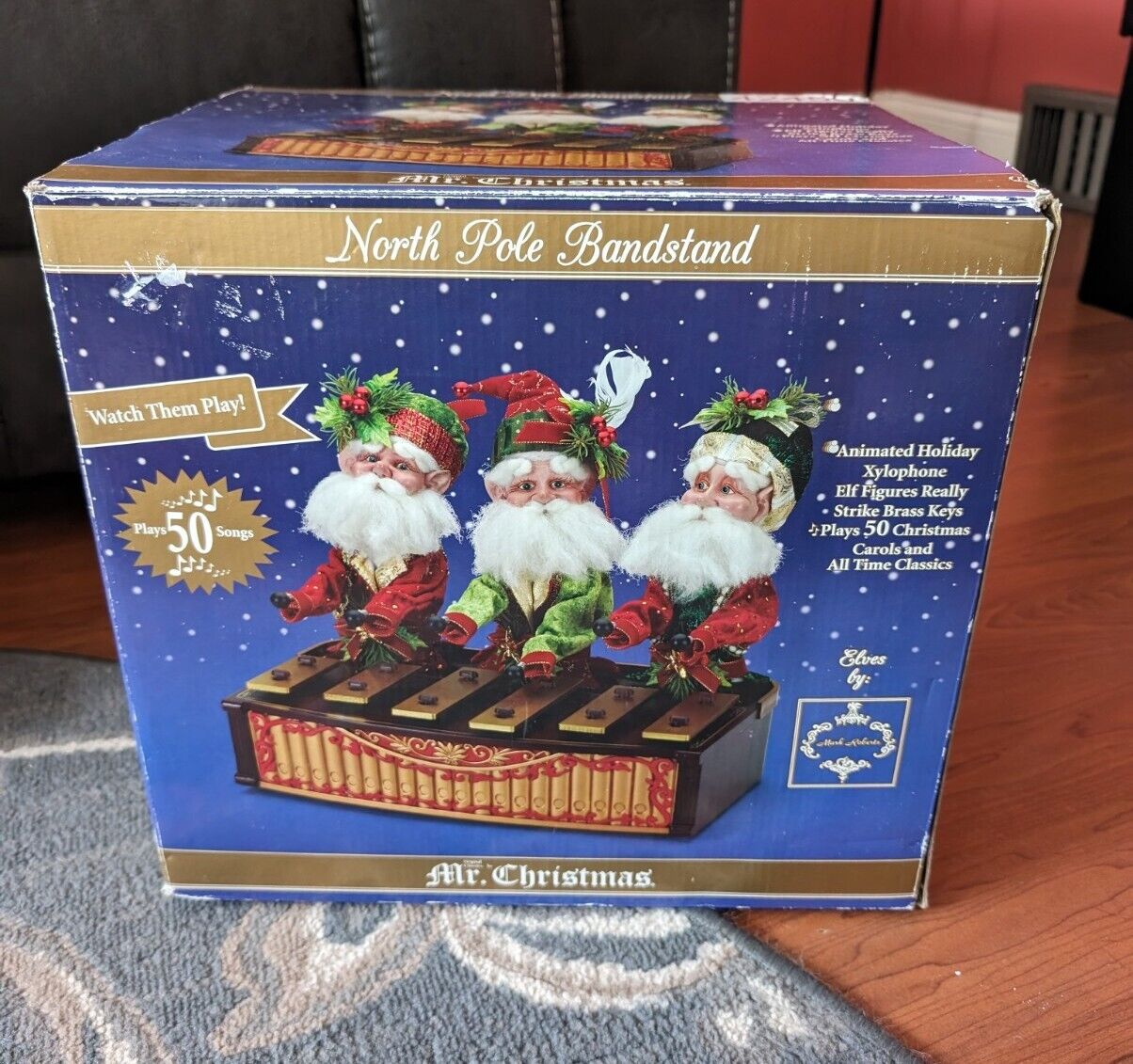 Mr. Christmas North Pole Bandstand Musical Animated Santa Elf Playing Xylophone
