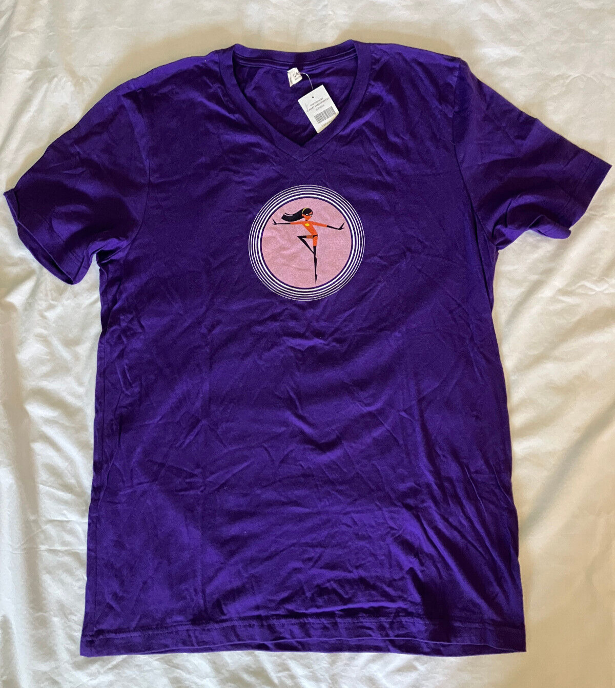 Incredibles Violet Pixar Studio Store Exclusive Purple V Neck T-Shirt Size L NEW