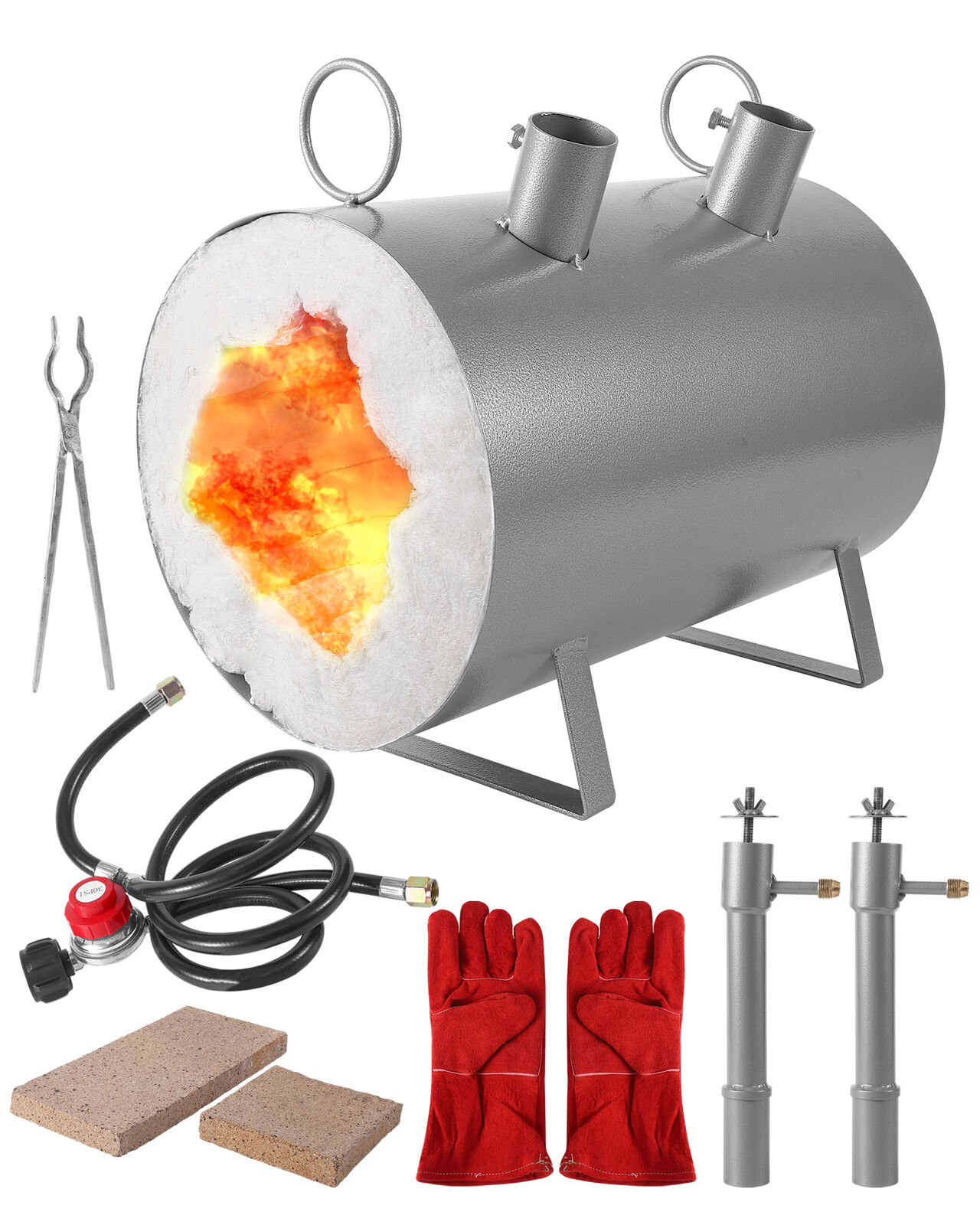 Dual Burner Gas Metal Melting Furnace Kit Propane Forge DIY Set Large Capacity