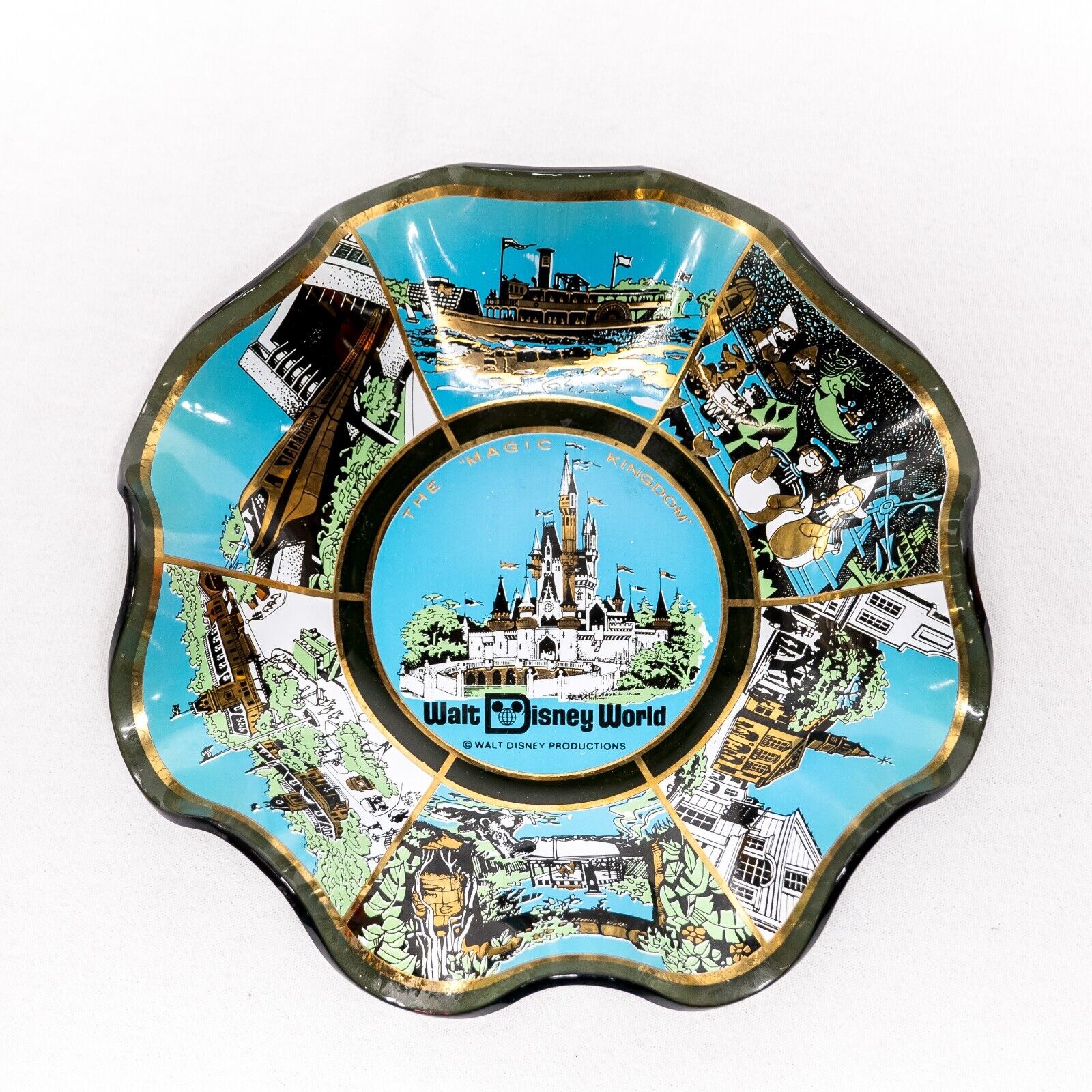⭐ Vintage 1970s Walt Disney World Magic Kingdom Castle Glass Dish Bowl Ashtray ⭐