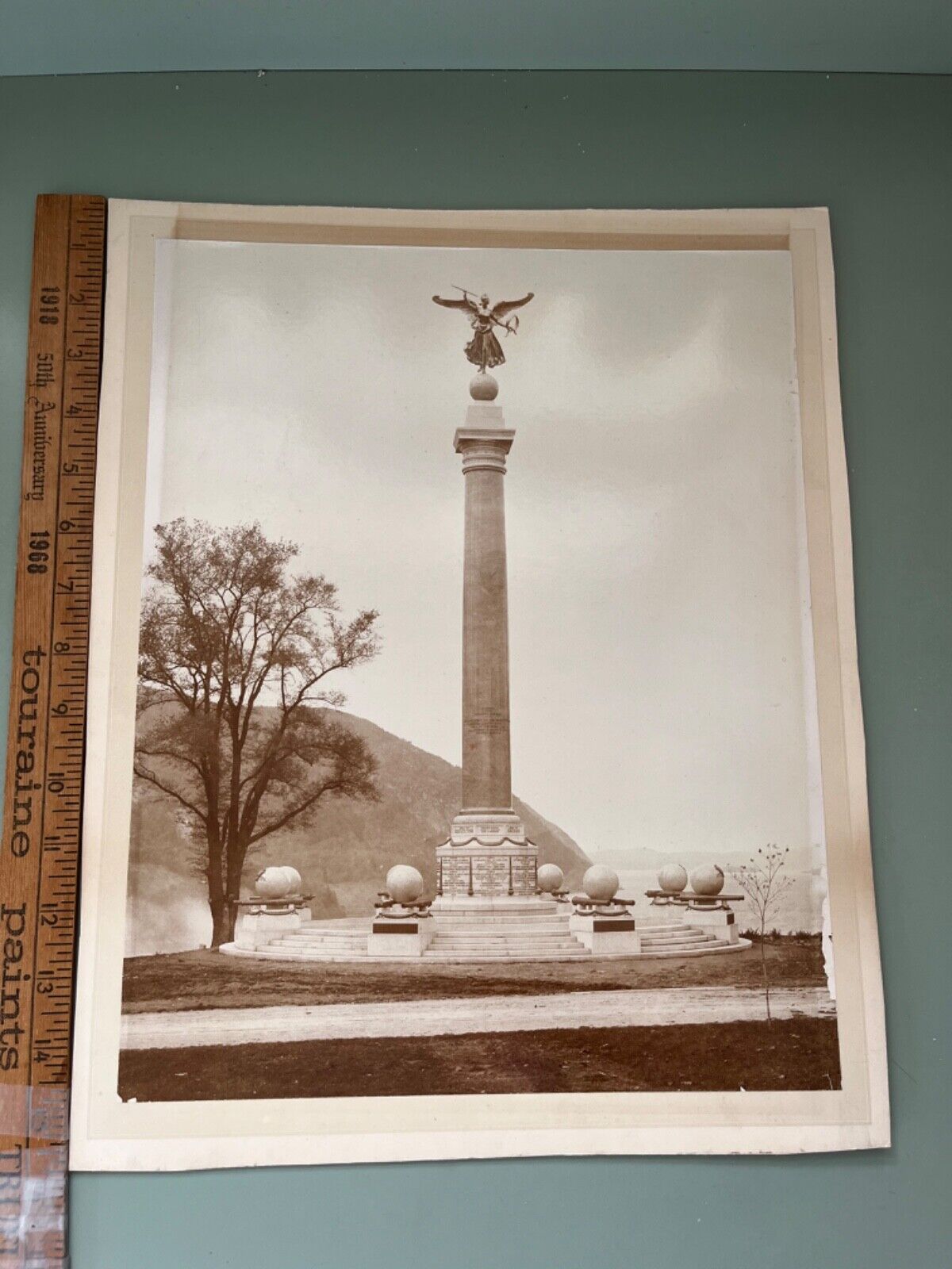 c.1897 West Point US Military Academy Battle Monument albumen photograph large