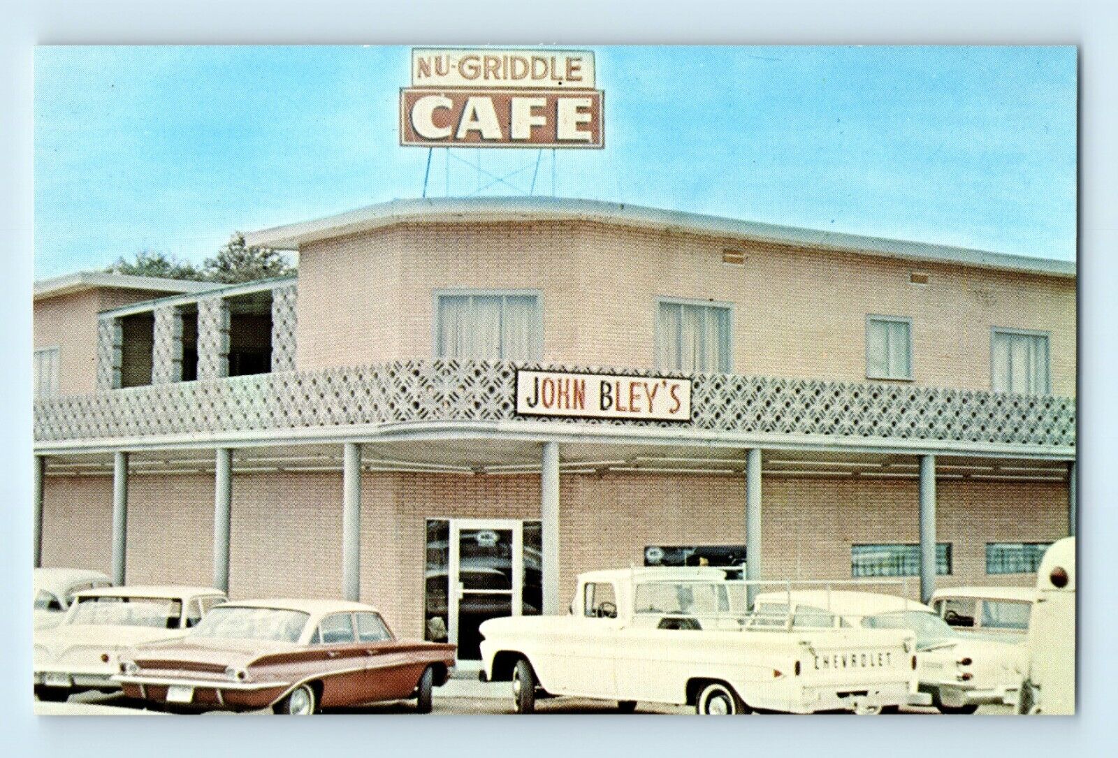Nu-Griddle Cafe John Bley\'s Plainview Texas 1960s Chevrolet Truck Postcard C6