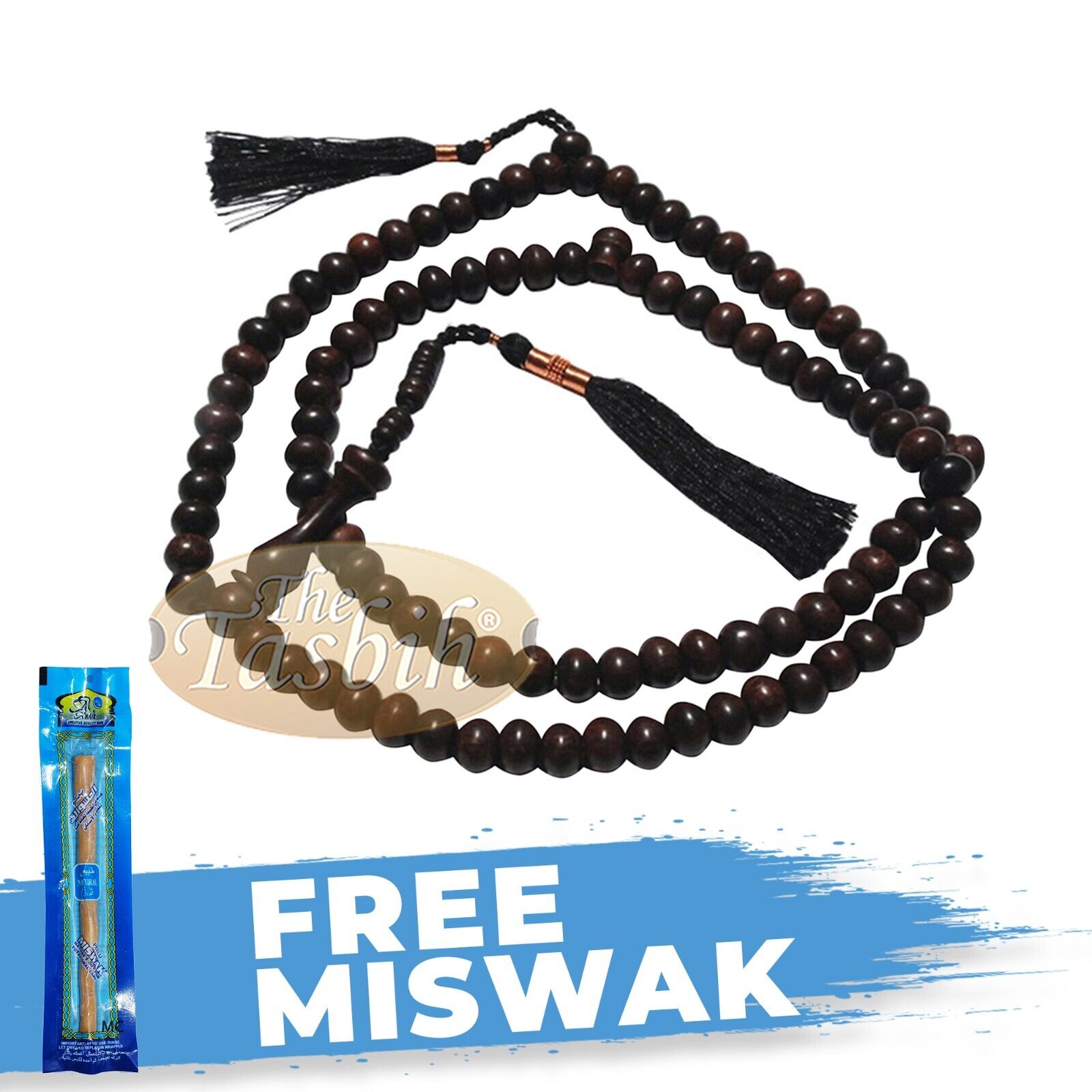 SALE Genuine Tamarind Wood MUSLIM Prayer Beads Tasbih 8mm Copper Black Tassels