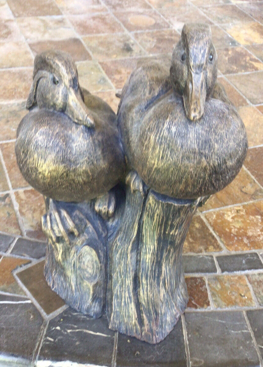 Ducks Unlimited Nesting Ducks bronzed finish sculpture heavy 10 1/2” high