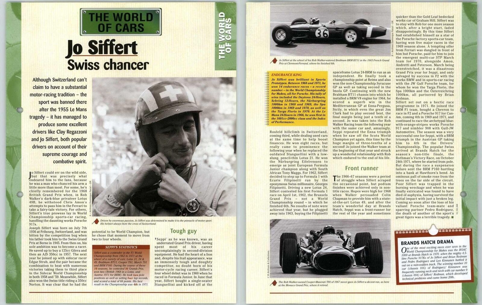 Jo Siffert - The World Of Cars - A Century Of Cars - Hachette Page