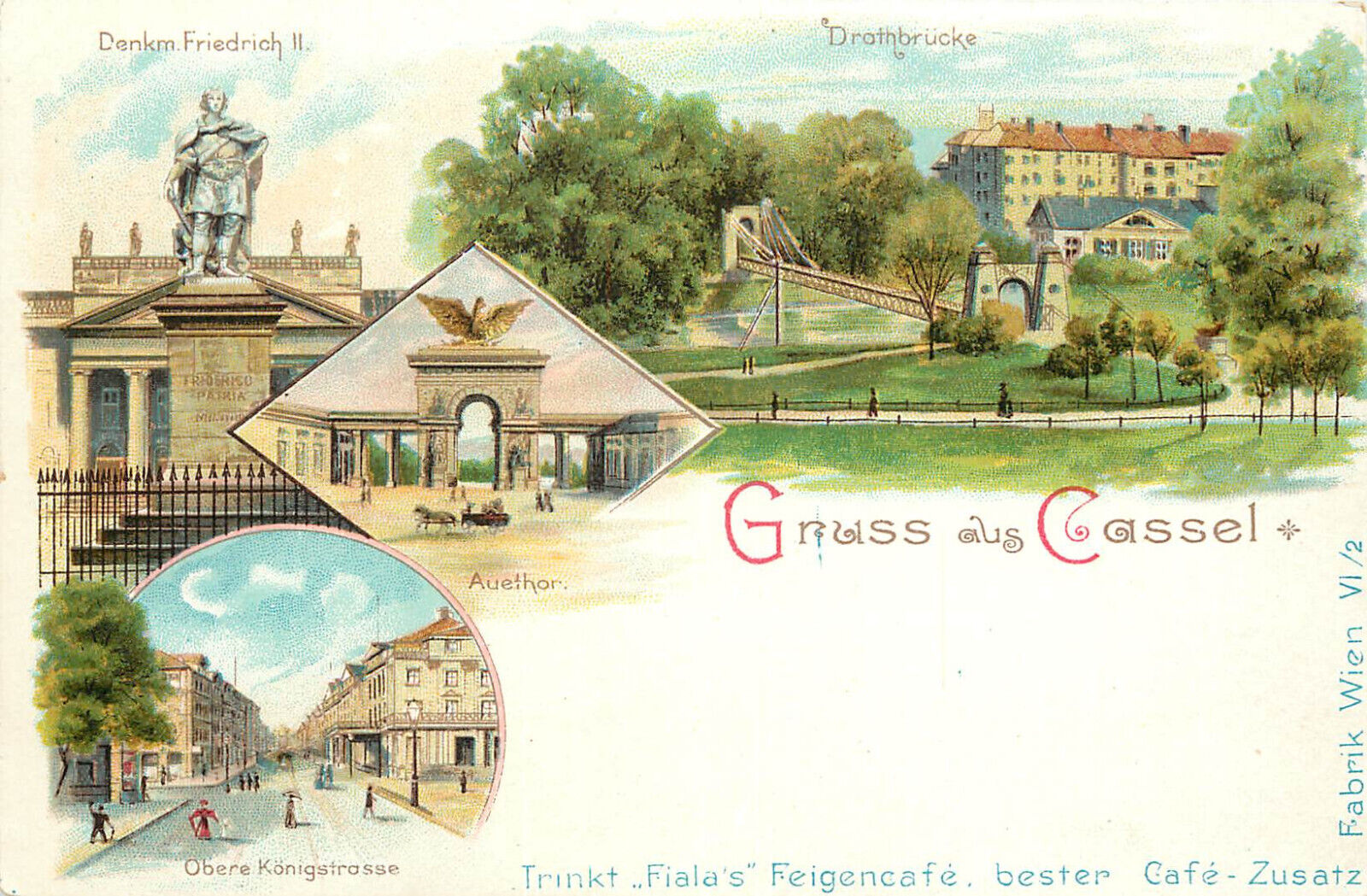 Postcard Trink Fialas Feigencafe Cafe zusatz Gruss Aus Cassel Drothbrucke Kassel