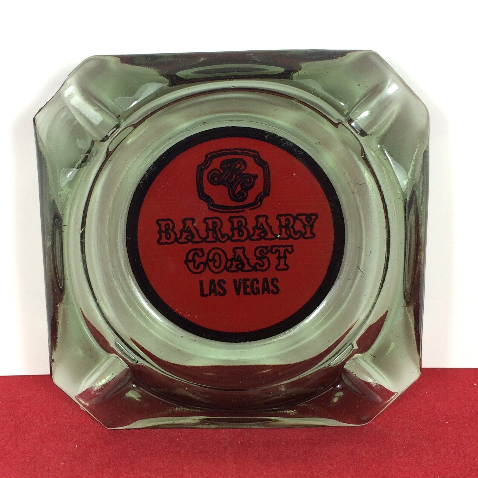 Vintage BARBARY COAST LAS VEGAS Casino Smoke Gray Glass Advertising Ashtray