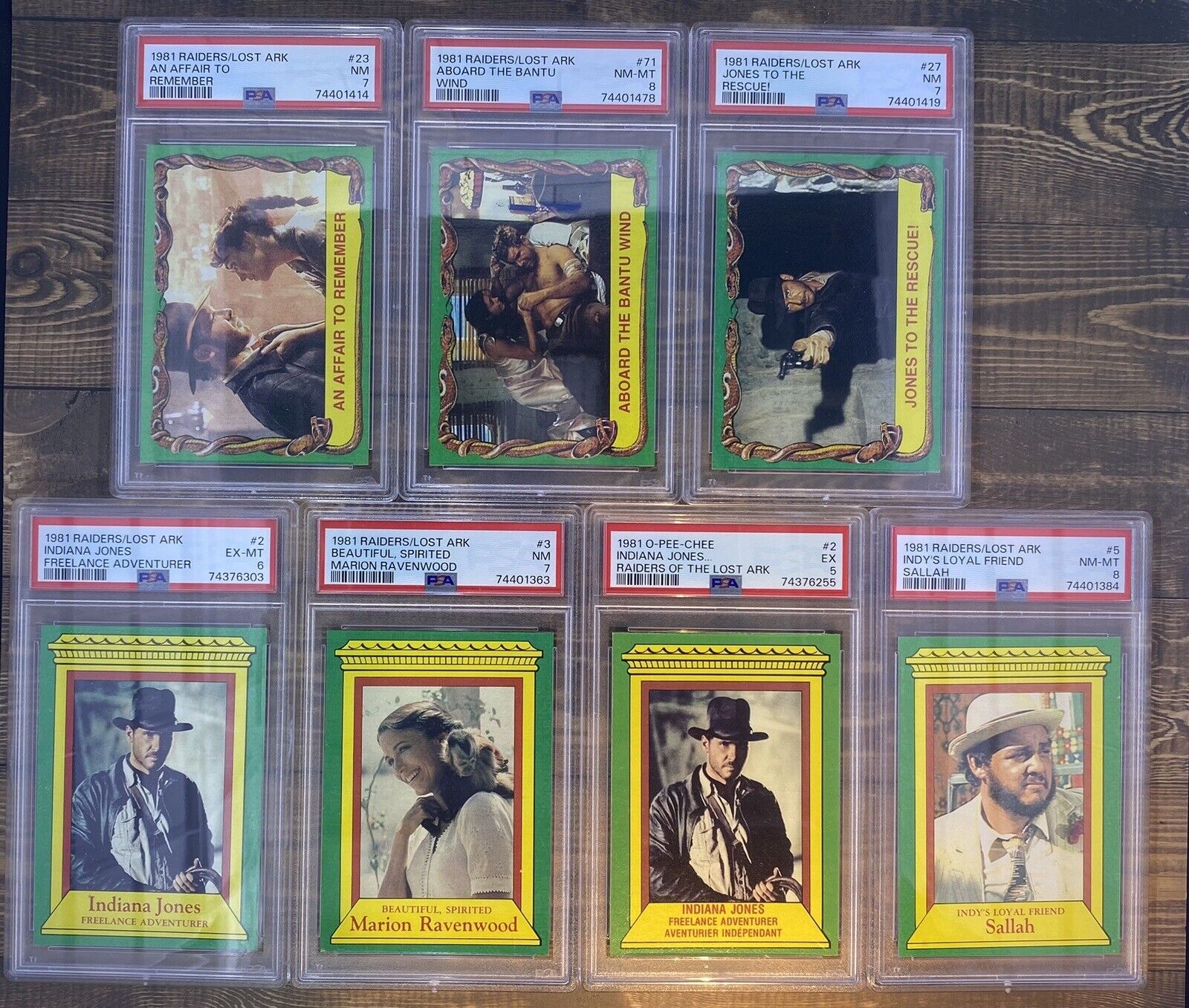 Lot Of 7 1981 Raiders Lost Ark Indiana Jones PSA Graded Cards