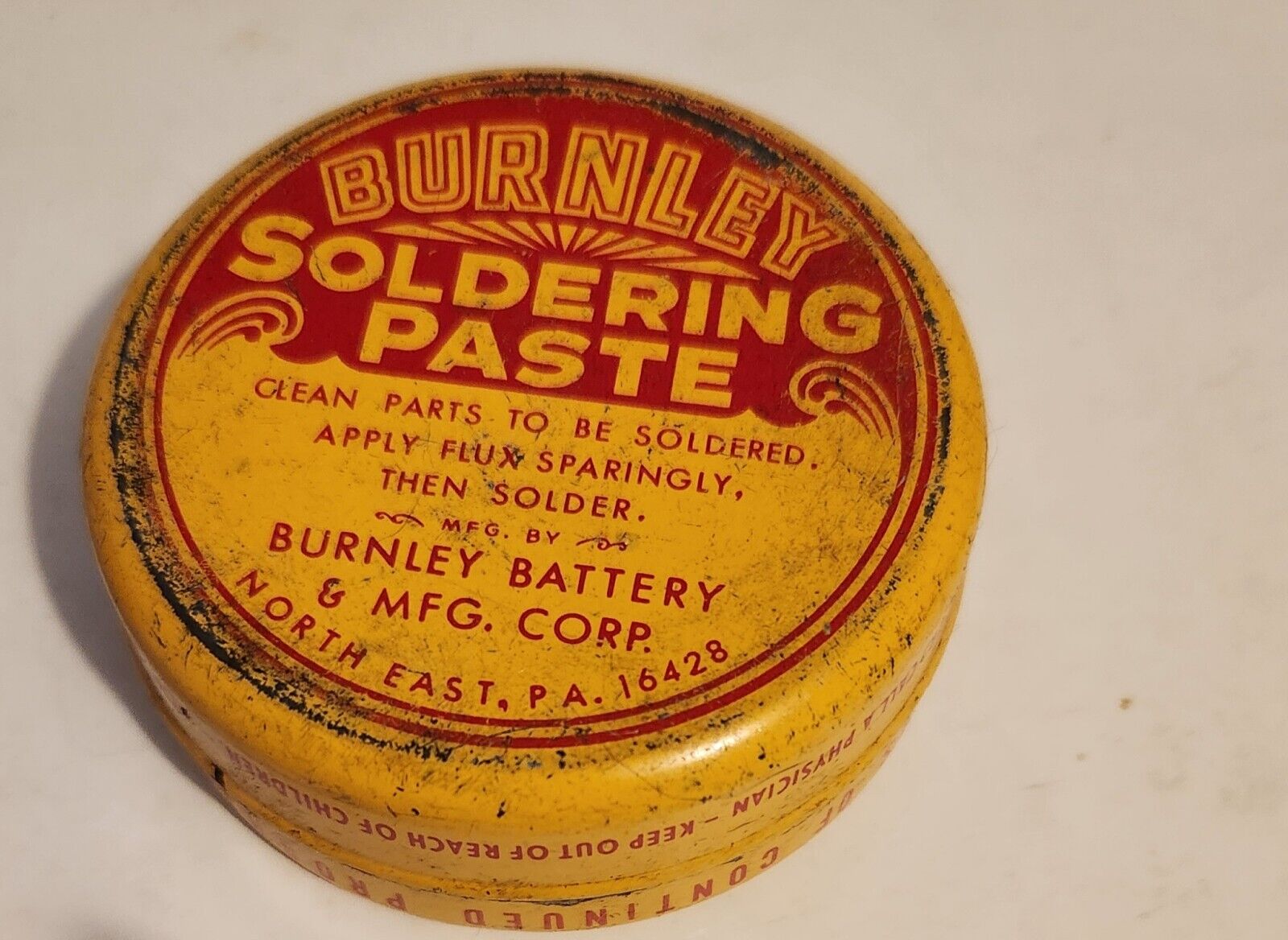 Vintage Advertising Tin Burnley Soldering Paste