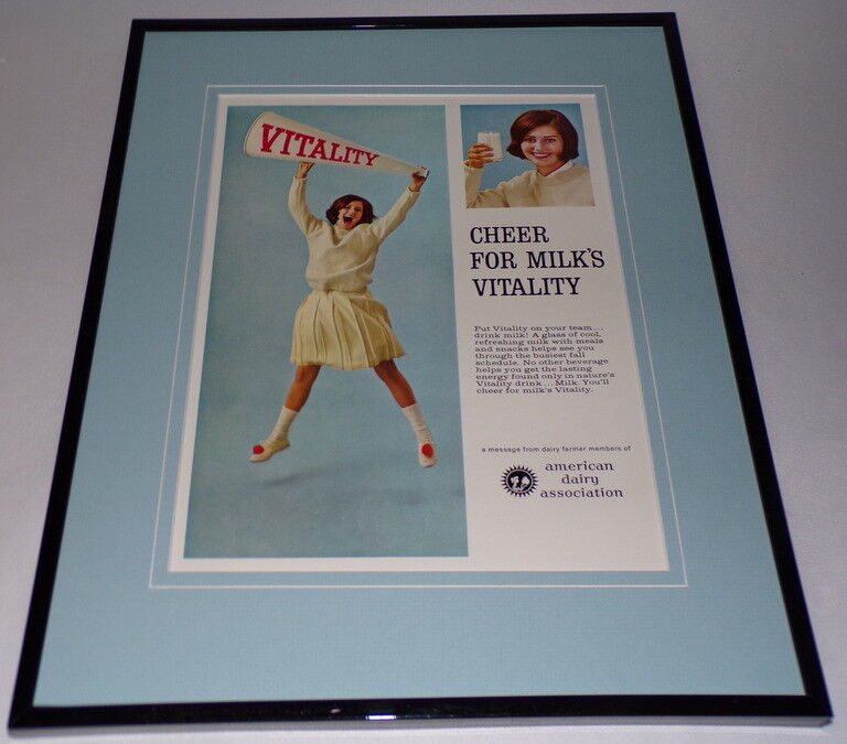 1966 American Dairy / Milk / Cheerleader 11x14 Framed ORIGINAL Advertisement 