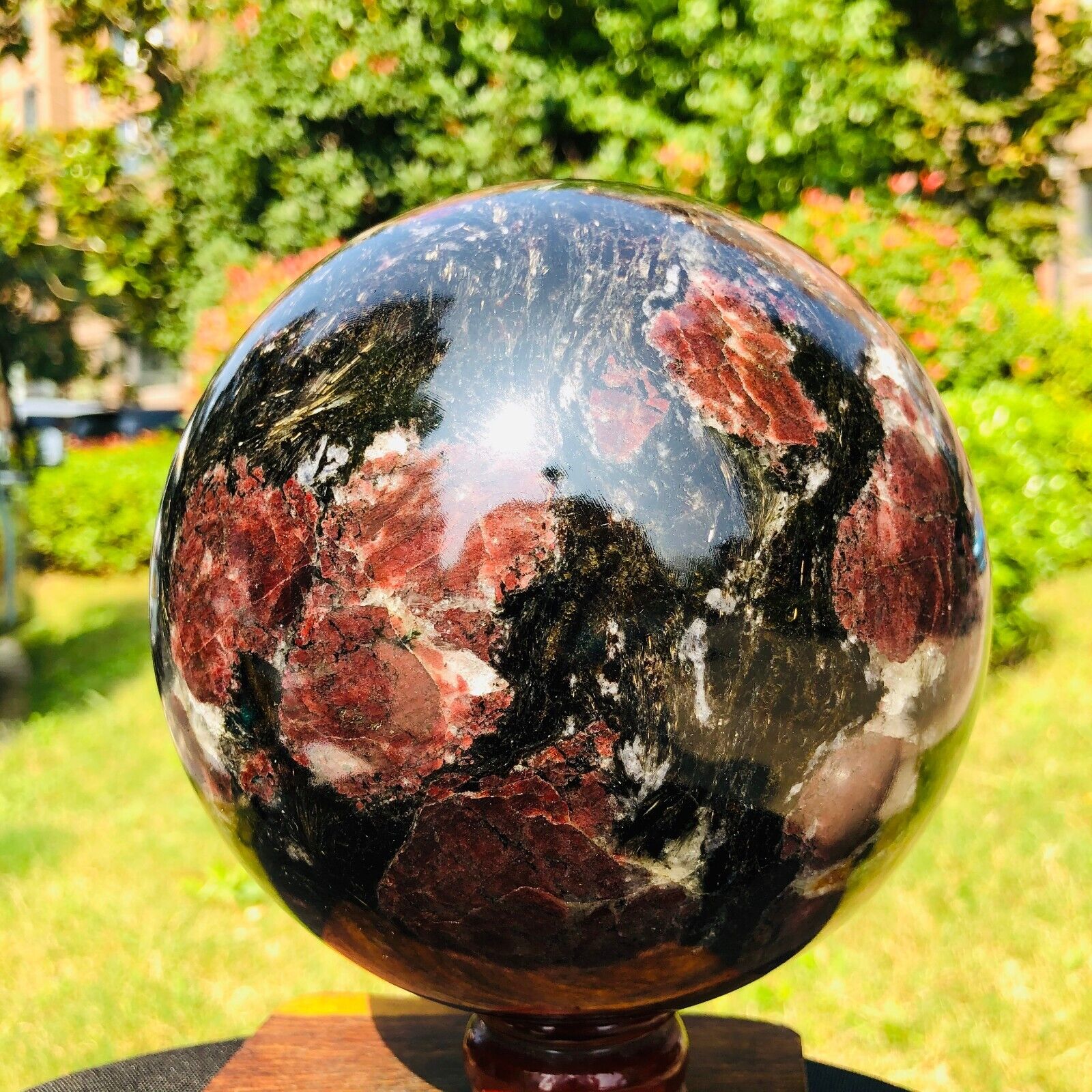 11.68LB Large Natural Garnet Sphere Crystal Firework Stone Ball Reiki Healing