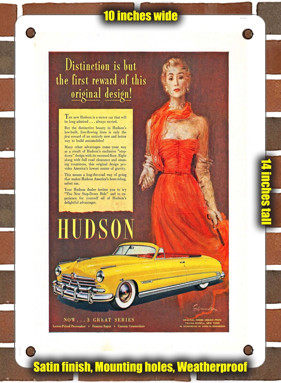 METAL SIGN - 1950 Hudson Commodore 8 Convertible - 10x14 Inches
