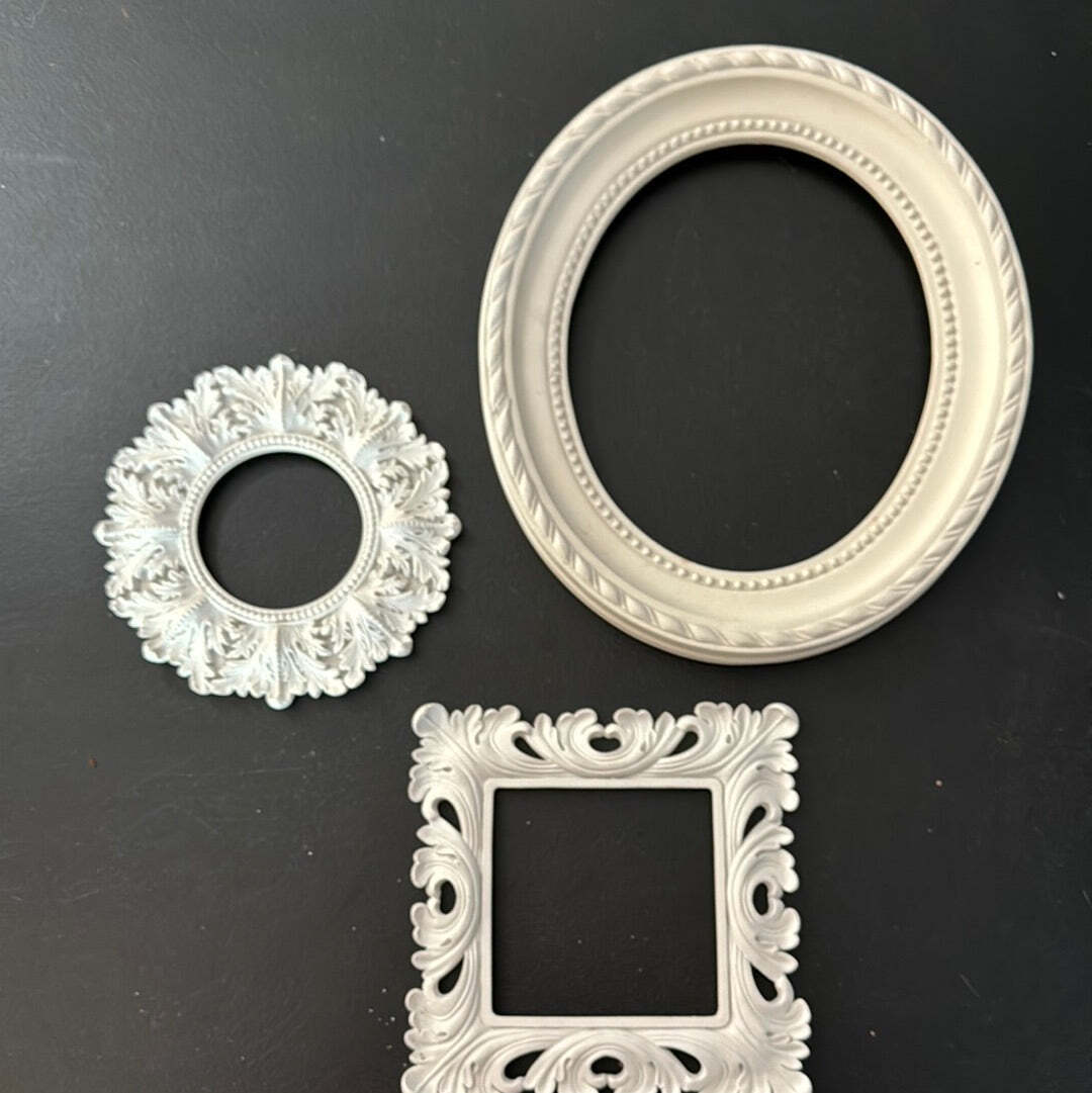 Set of White Ornate Picture Frames (no glass)